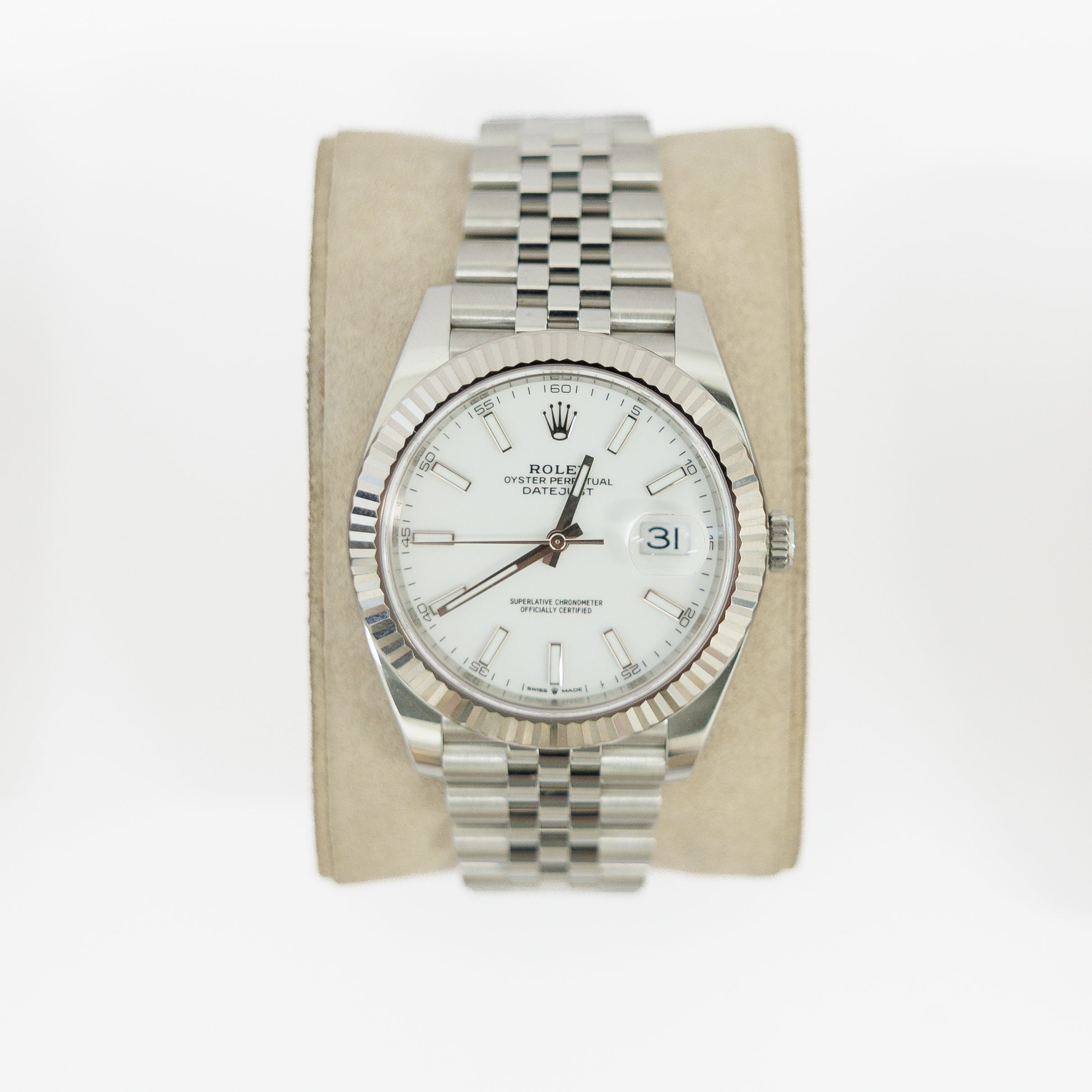 Rolex Datejust 41mm Fluted White Index Dial Jubilee 126334 Complete Set 2024