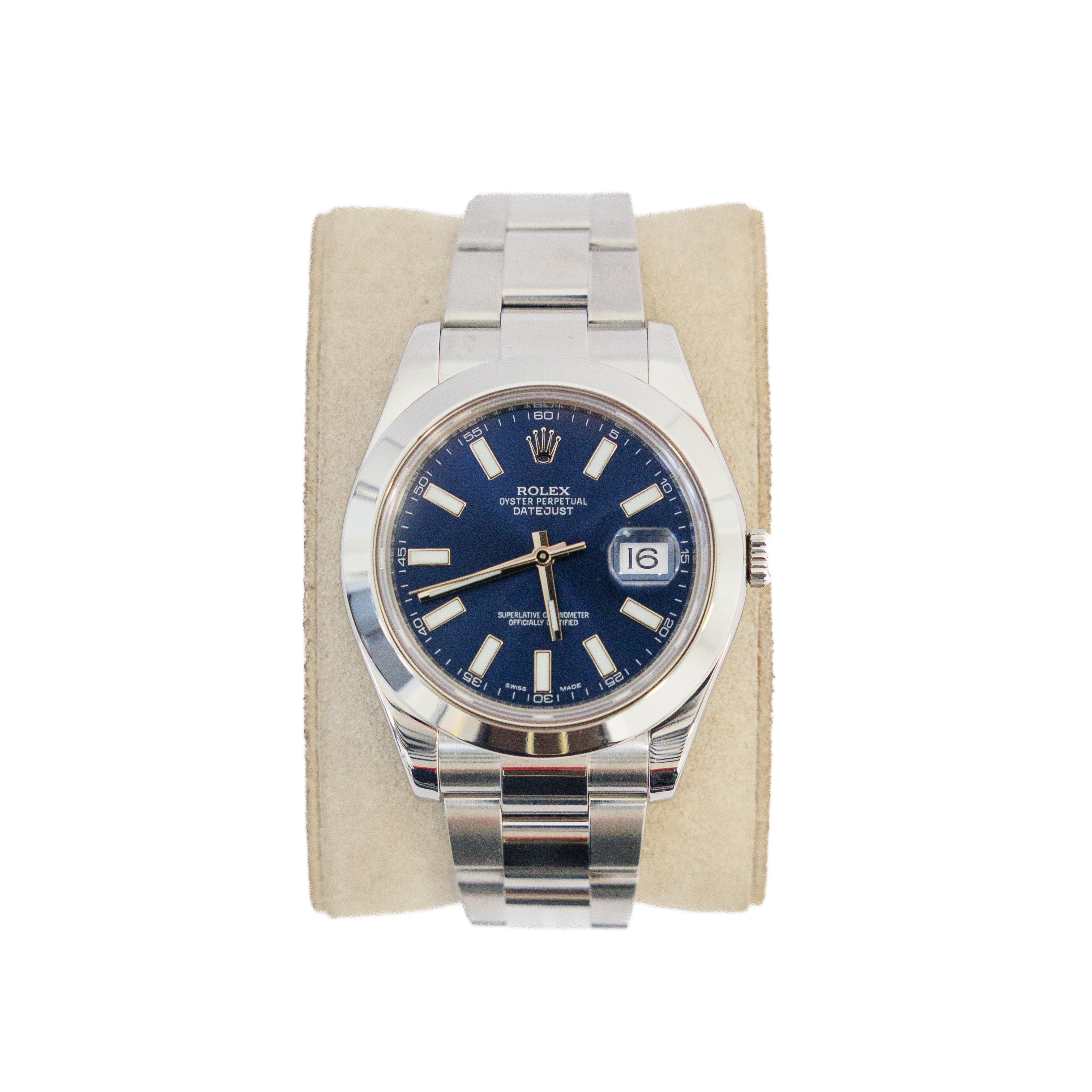 Rolex Datejust 41mm Stainless Steel Blue Bial Ref 116300 2016 Complete Set