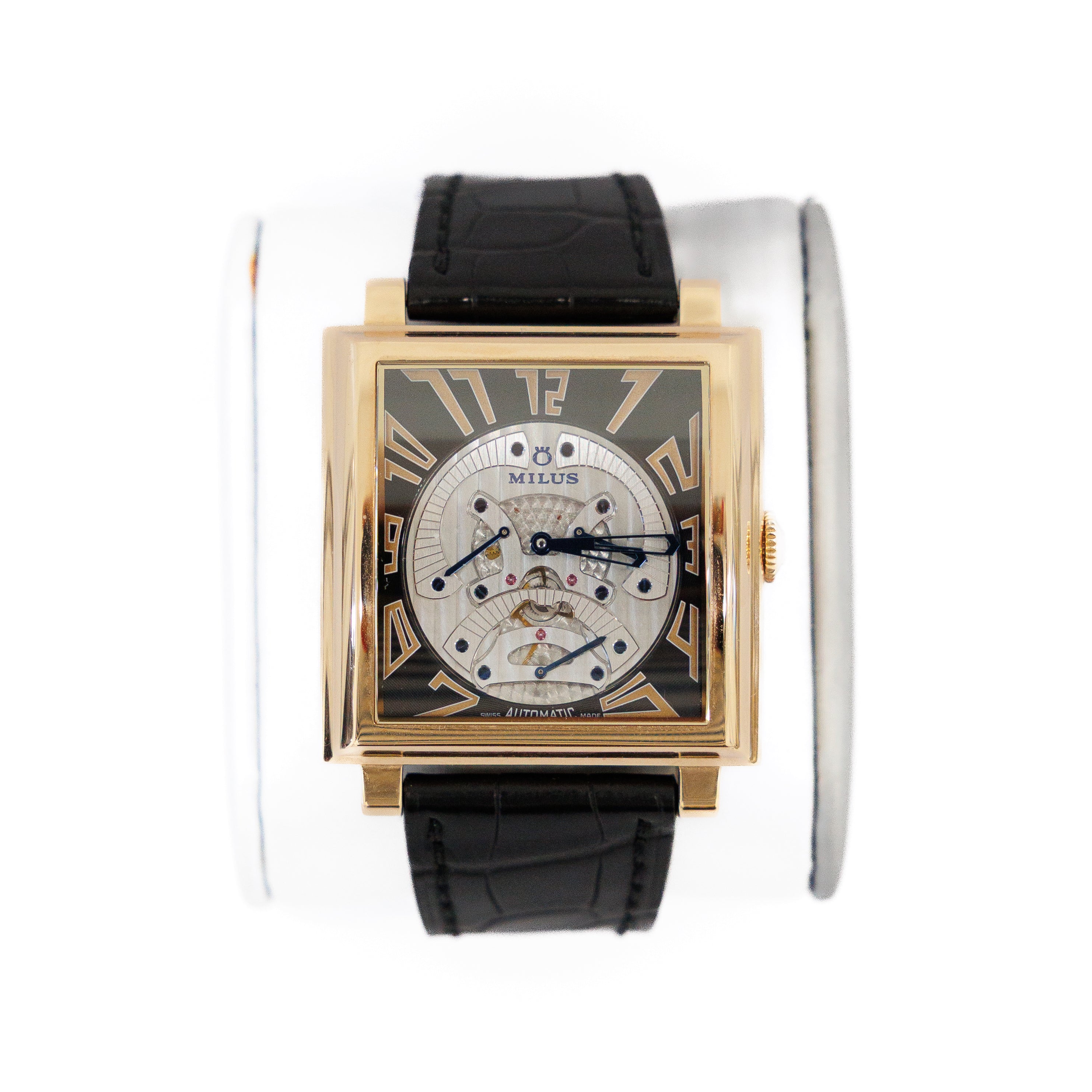 Milus Mens Herios TriRetrograde Watch 18KT Rose Gold Ref HERT400 Box & Papers