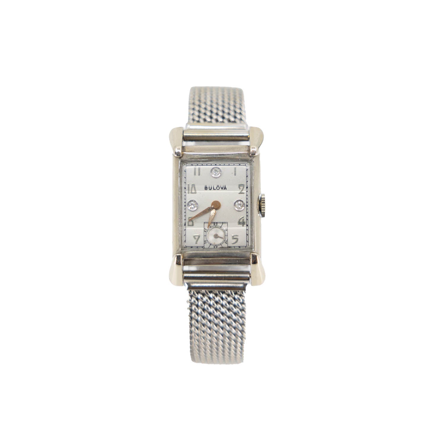 Vintage Bulova 14k White Gold Diamond Dial