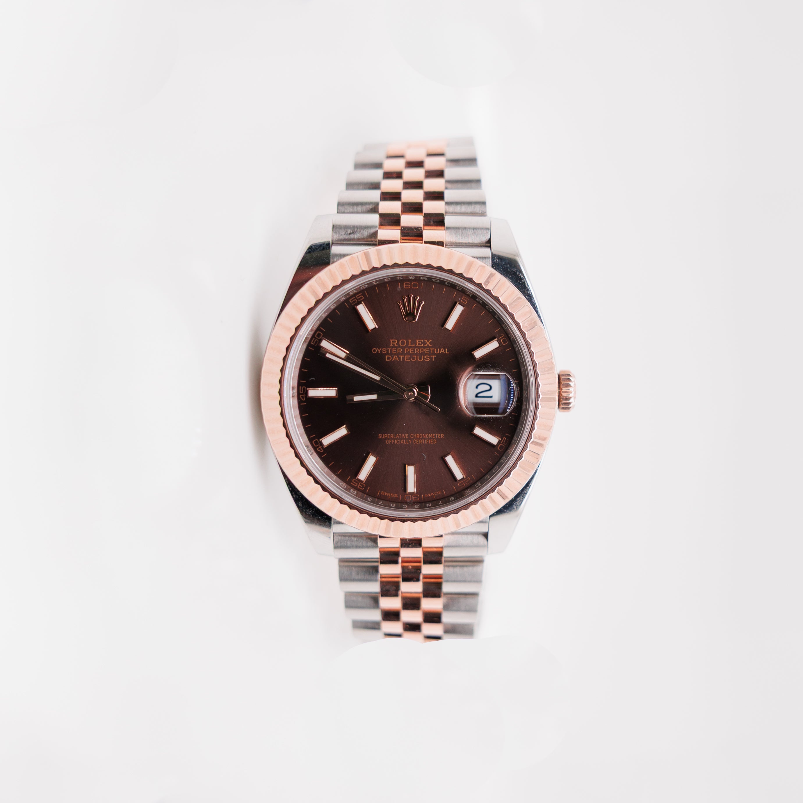 Rolex Datejust 41 Ref 126331 18KT Rose Gold Stainless Steel Chocolate Dial Used