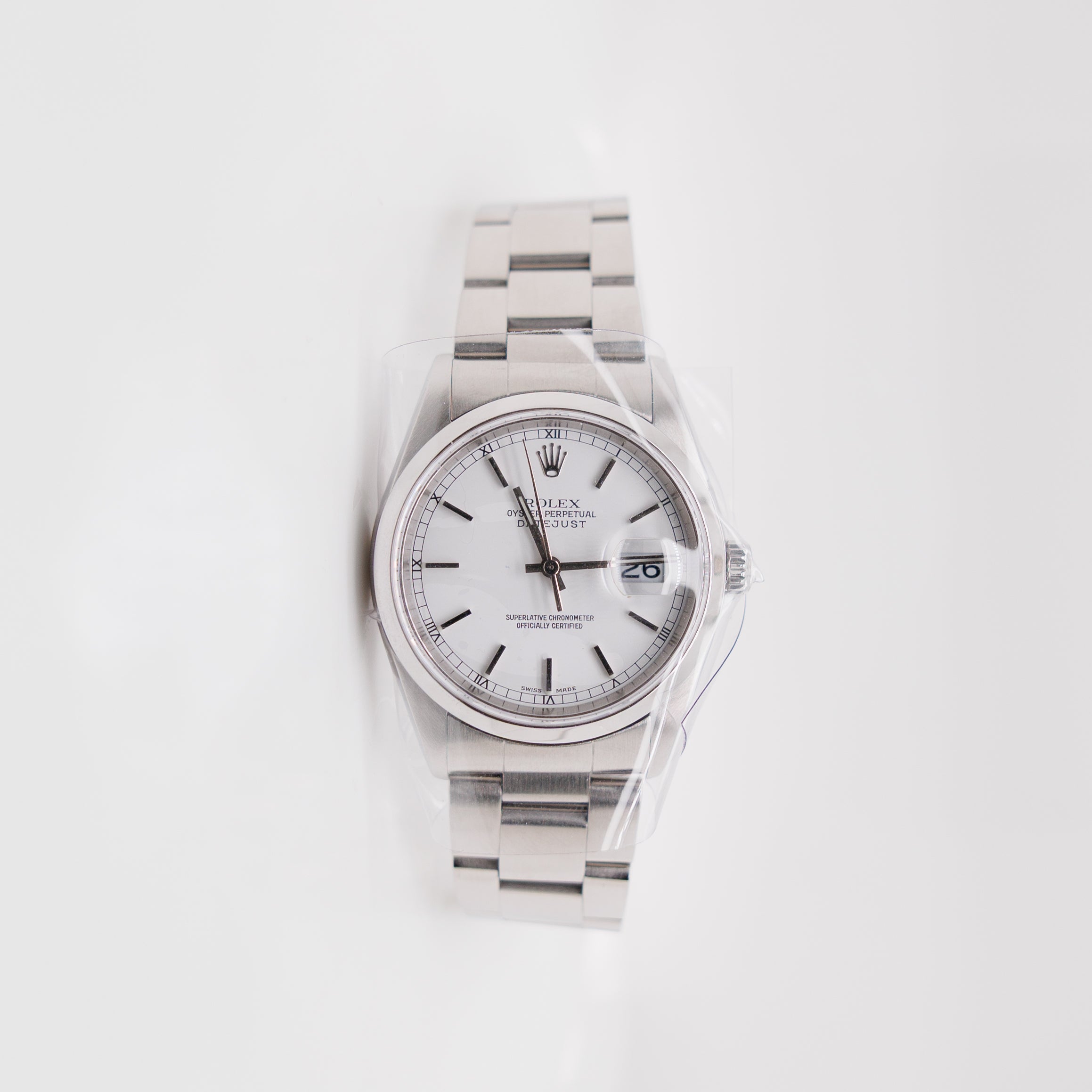 Rolex Datejust 36 Ref 16200 Stainless Steel White Index Dial Used