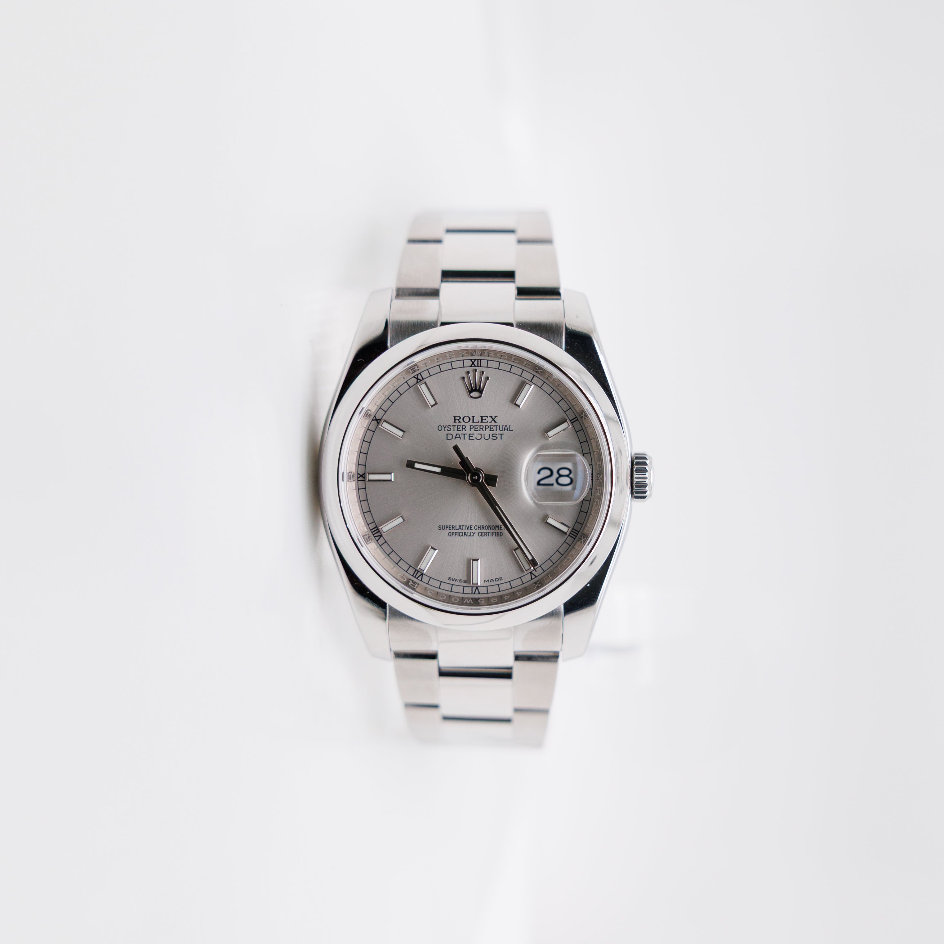 Rolex Datejust 36 Ref 116200 Stainless Steel Silver Index Dial Used 2015