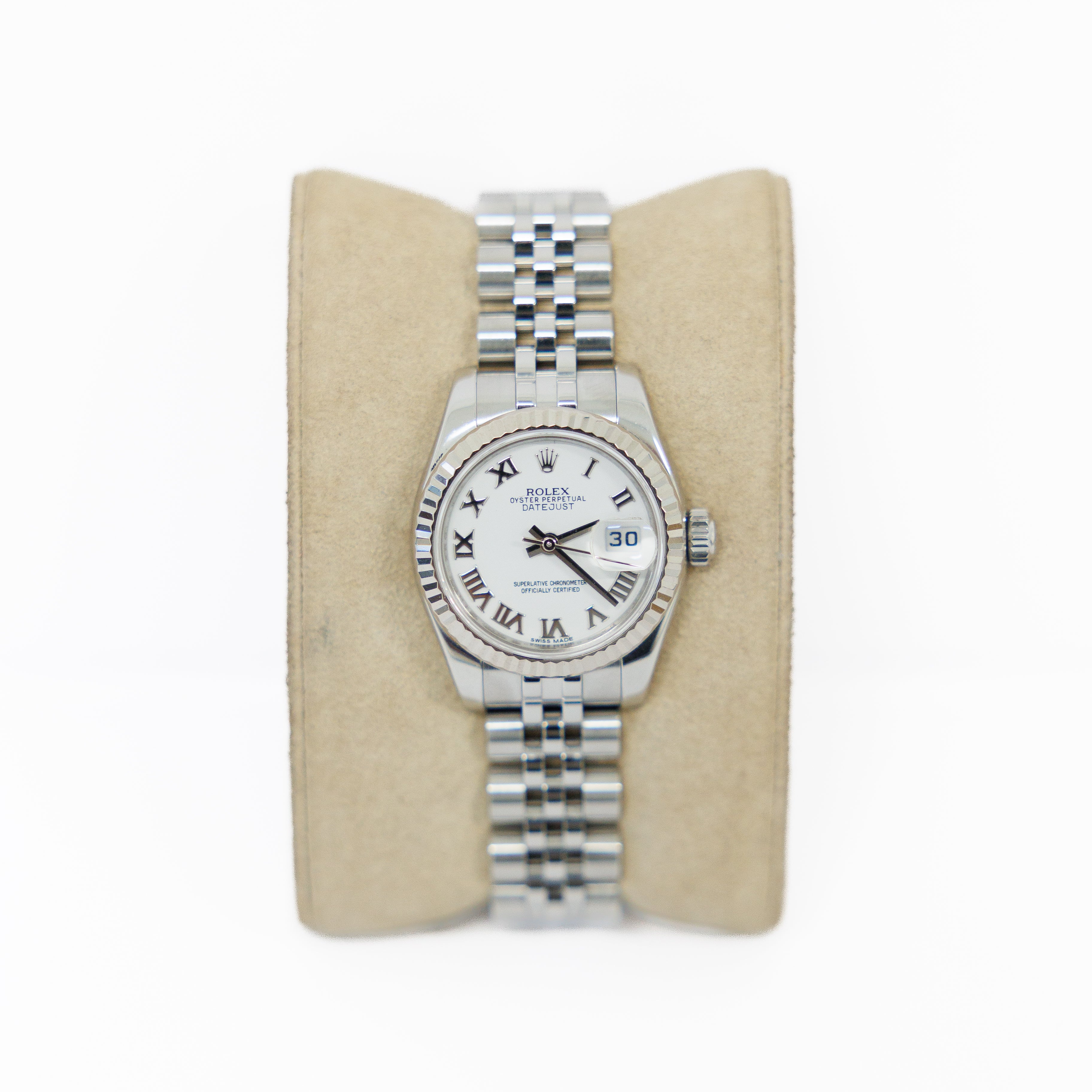 Rolex 26mm Date-Just Stainless Steel White Roman Dial 69190
