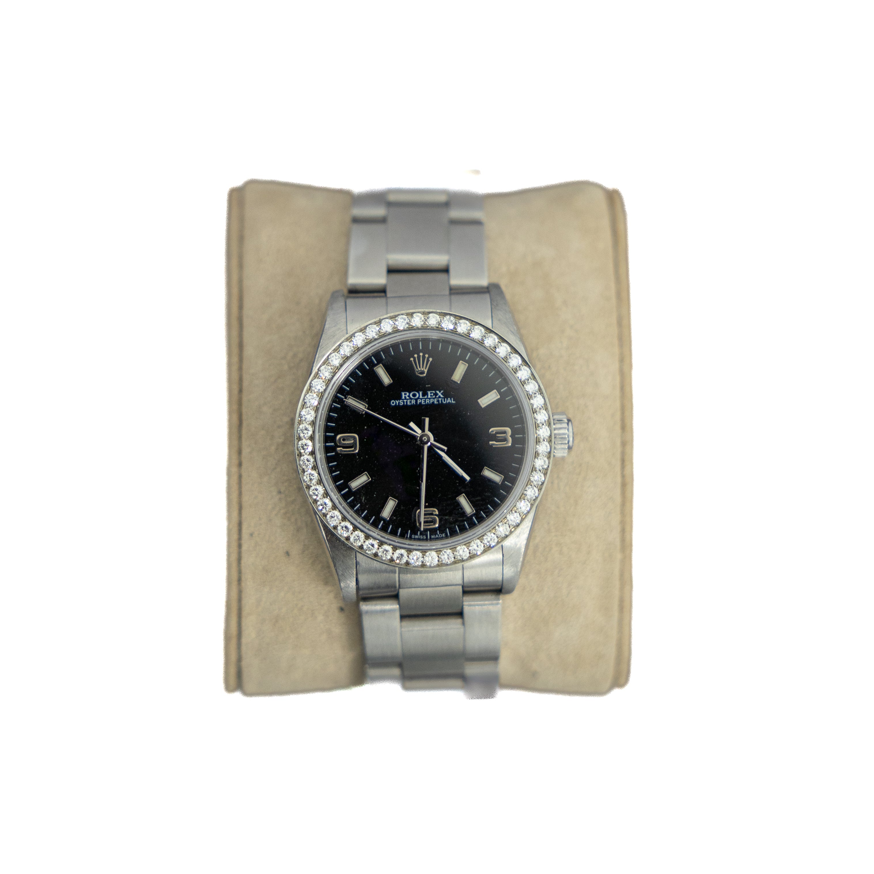 Rolex Oyster Perpetual 31mm Stainless Steel Custom Black Dial 77080