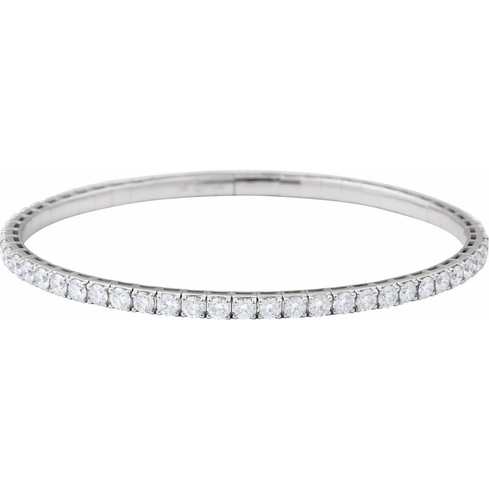 3.75 CTW Natural Diamond Flexible Eternity Bangle White Gold