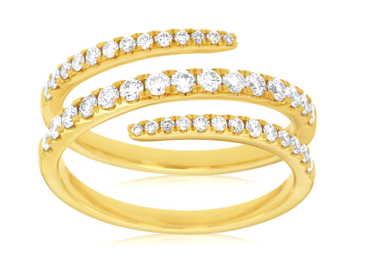 0.65 CTW Natural Diamond Spiral Diamond Ring Yellow
