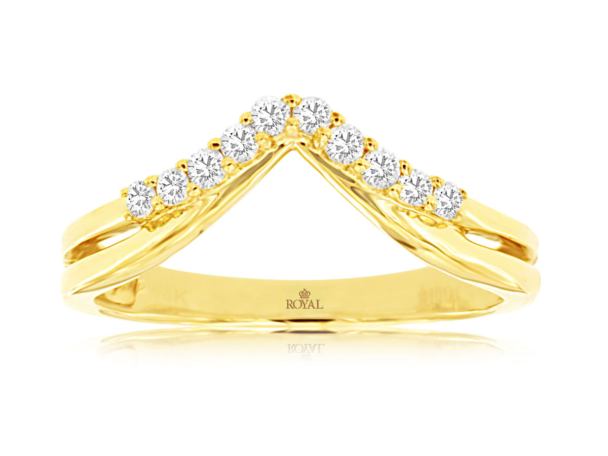 Natural Diamond Chevron Anniversary Ring 14kt Yellow