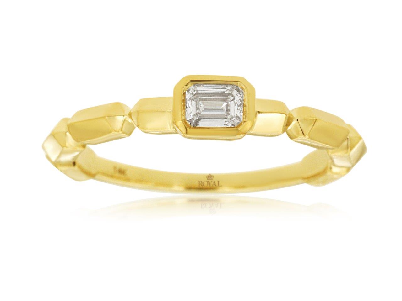 0.20ct Geometric Bezel Set Natural Emerald Cut Diamond Ring