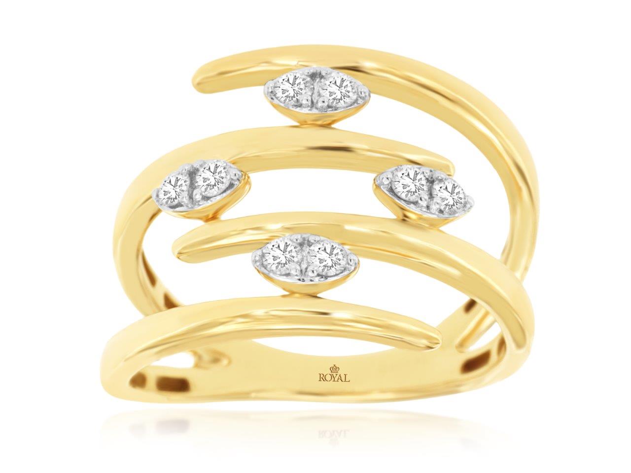 0.20ctw Natural Diamond Orbit Ring 14kt Yellow