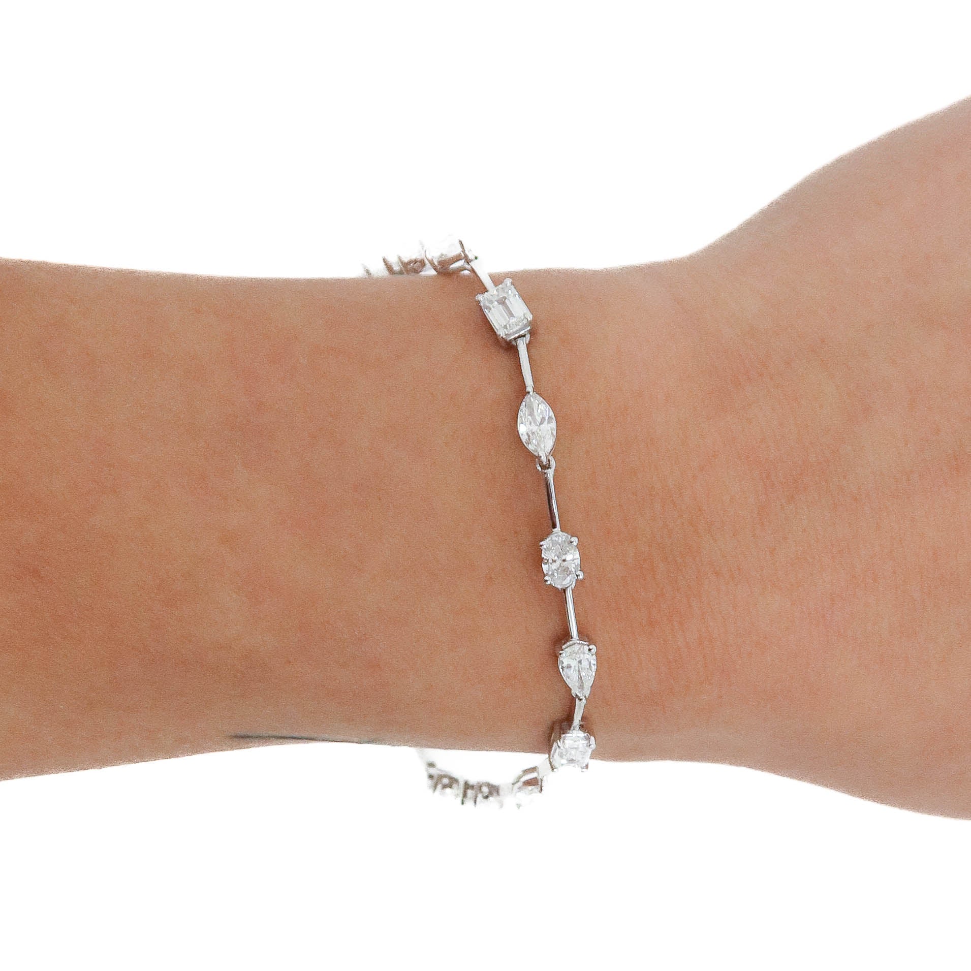 4.75ctw multishape Lab Grown Diamond Bracelet - 14kt white gold