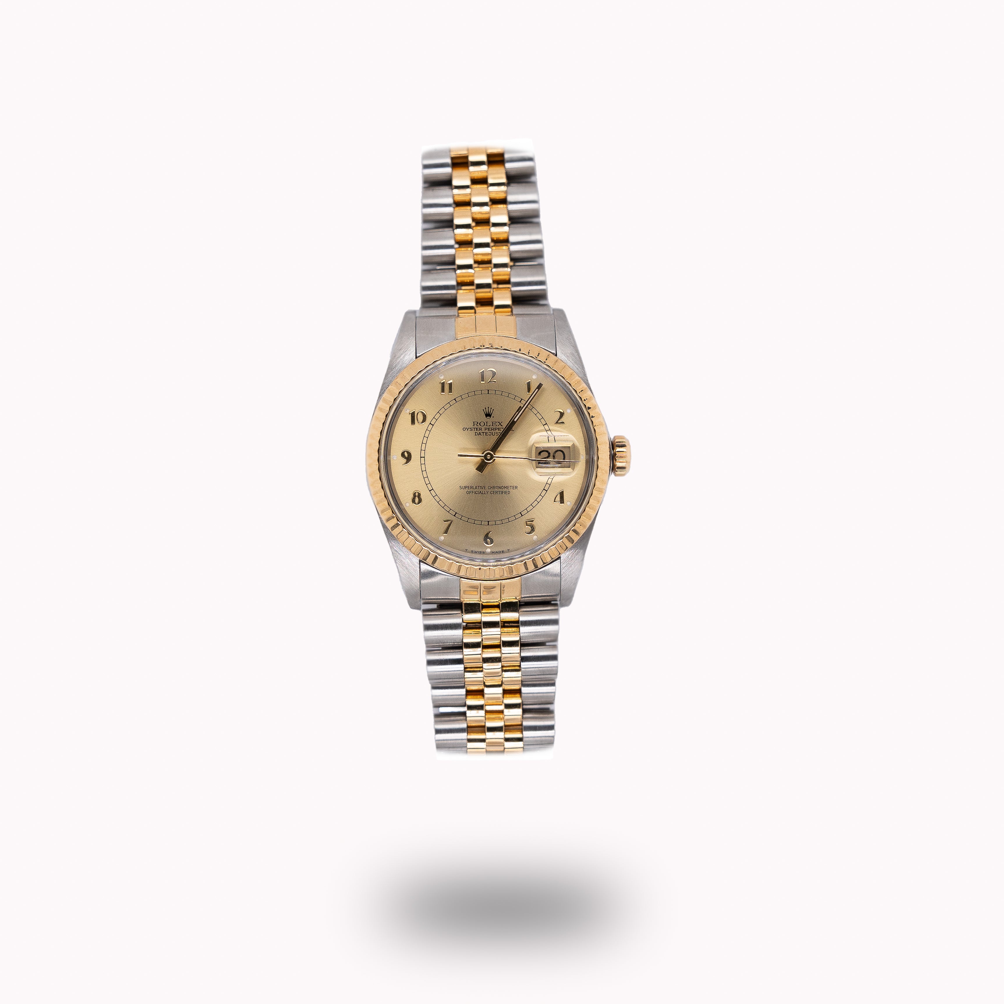 Rolex Datejust 36mm 16233 18k Yellow Gold Champagne Arabic Dial