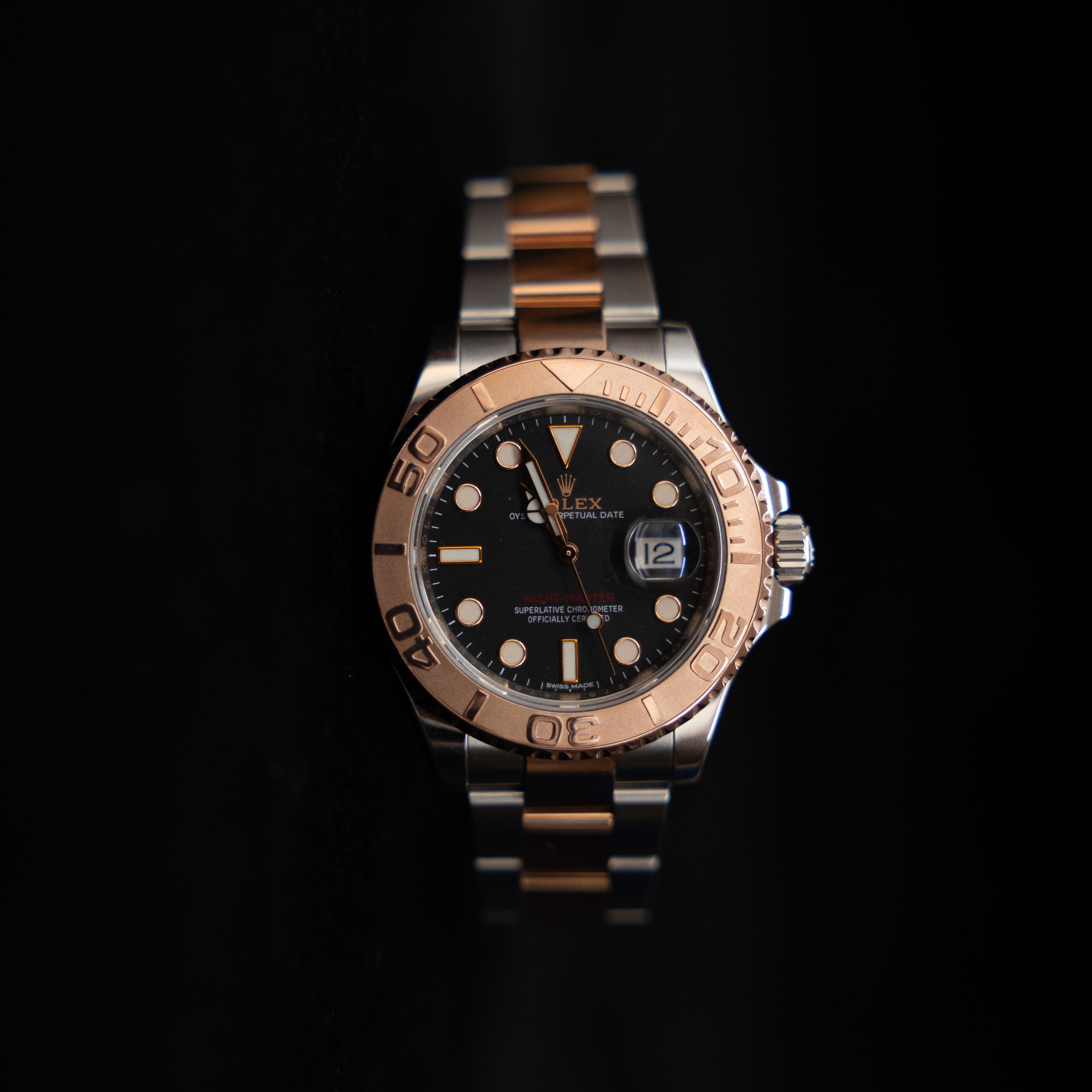 Rolex Yacht-Master Everose Rolesor Black Dial 40mm Ref. 116621 Oyster Bracelet With Card