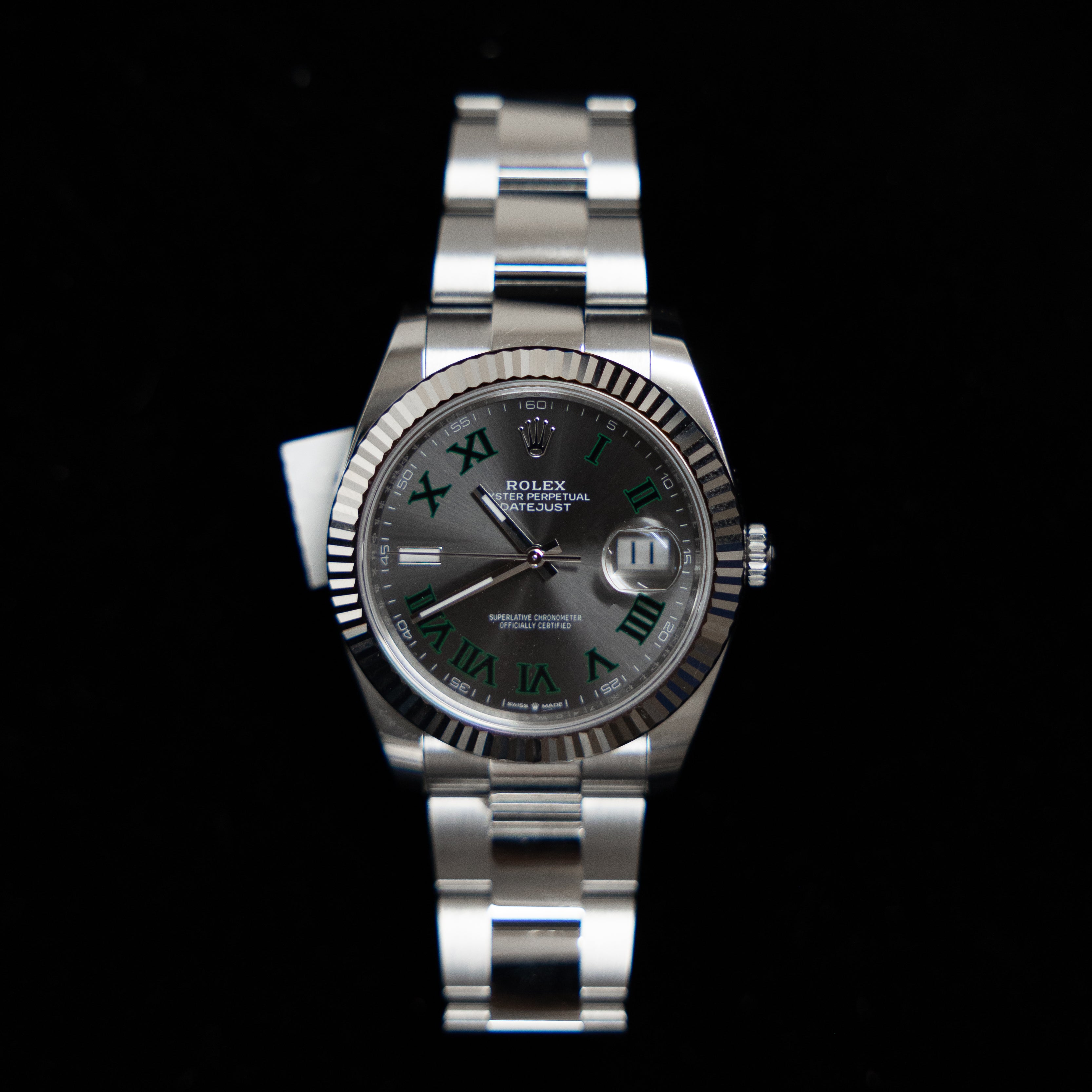 Rolex Datejust 41 Stainless Steel & White Gold Wimbledon Dial Fluted Bezel Ref. 126334 Complete Set 2025