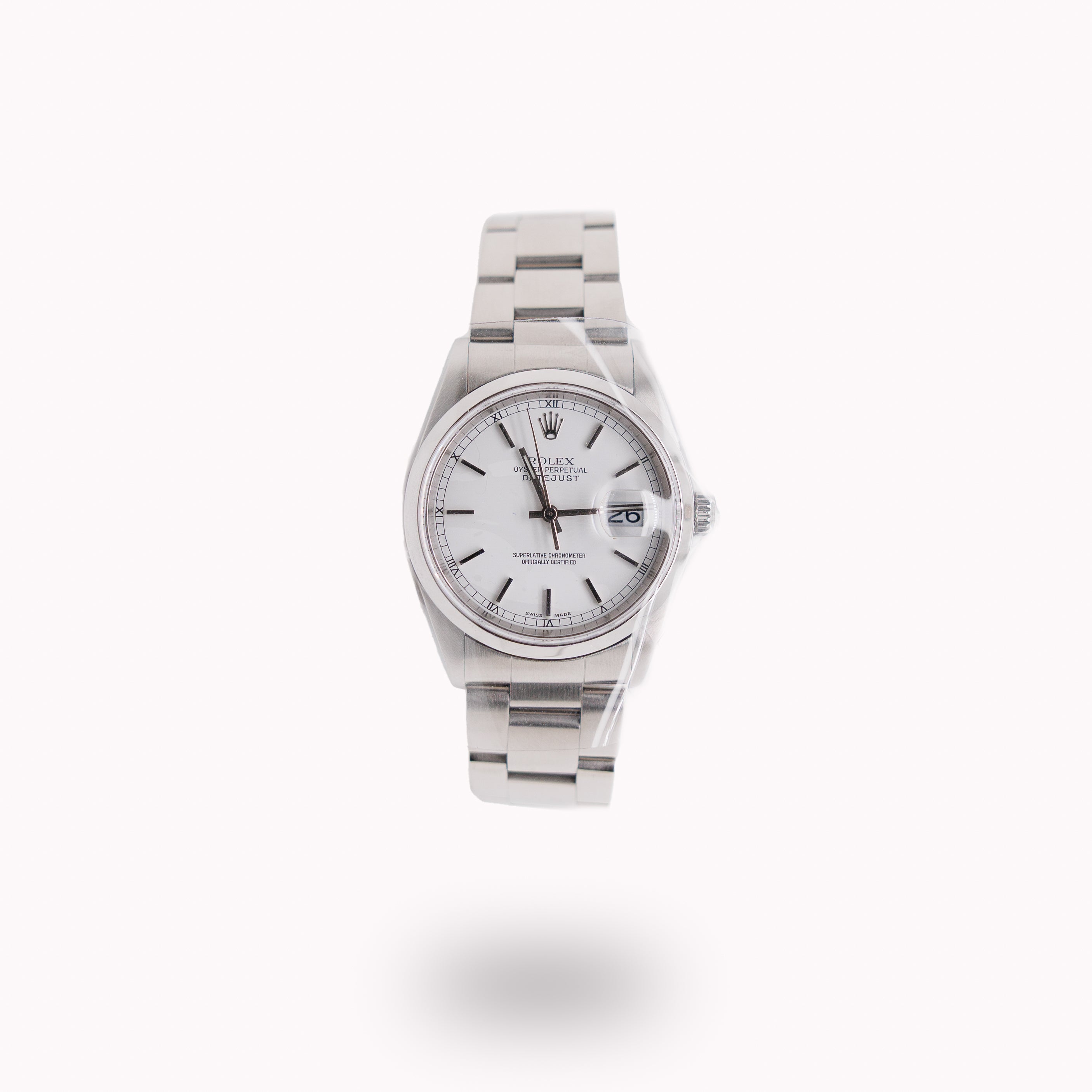 Rolex Datejust 36 Ref 16200 Stainless Steel White Index Dial Used