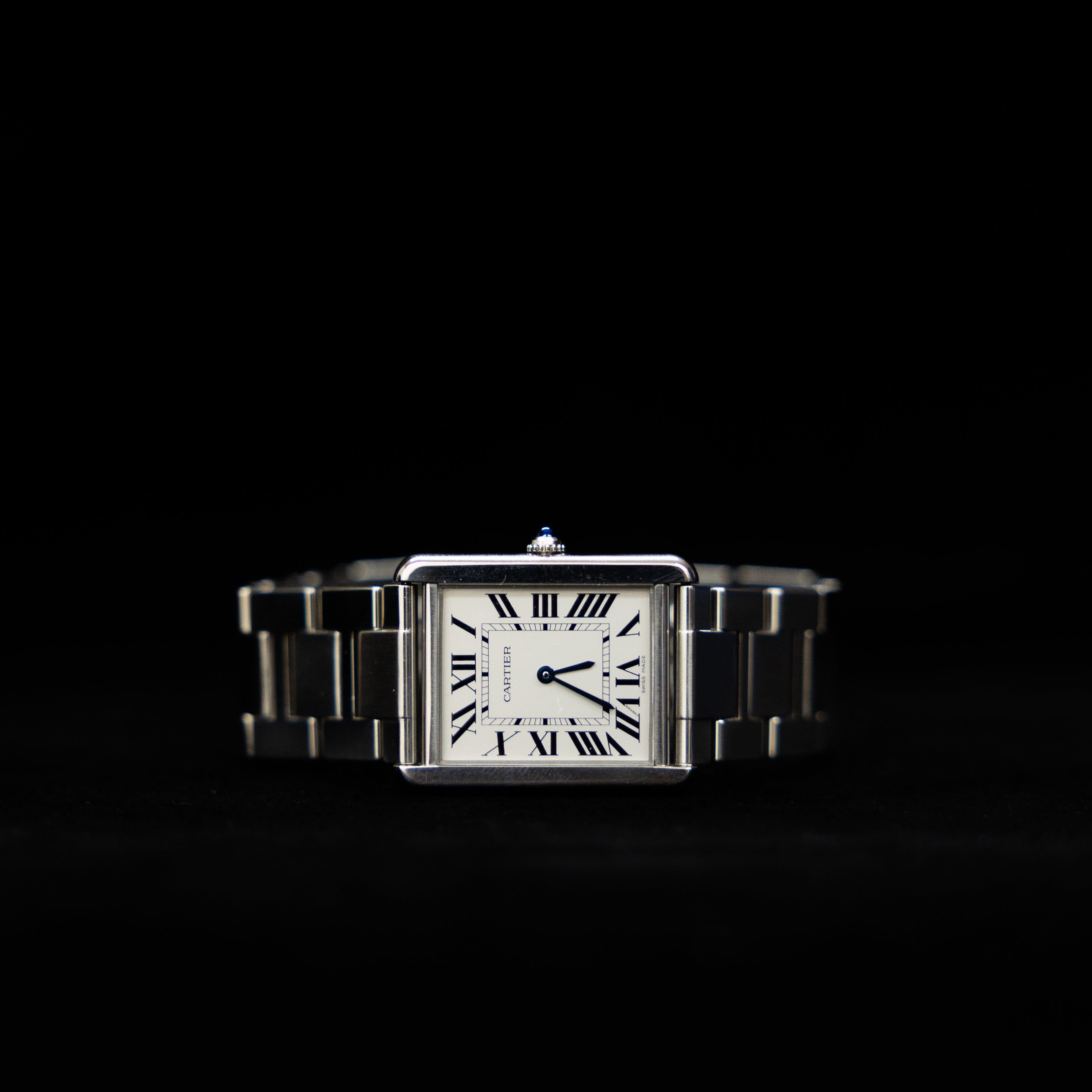 Cartier Tank Solo Stainless Steel Quartz 27mm Silver Roman Dial W5200014 Complete Set
