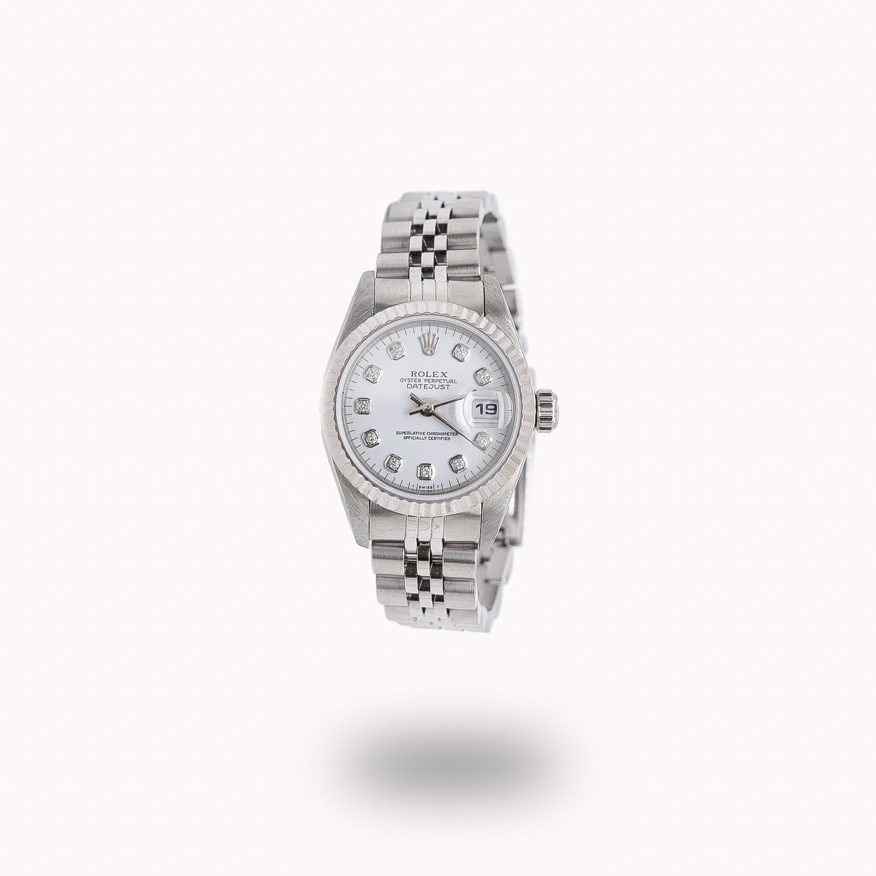 Rolex Lady-Datejust 26MM 79160 Stainless Steel White Gold Fluted Bezel White Diamond Dial