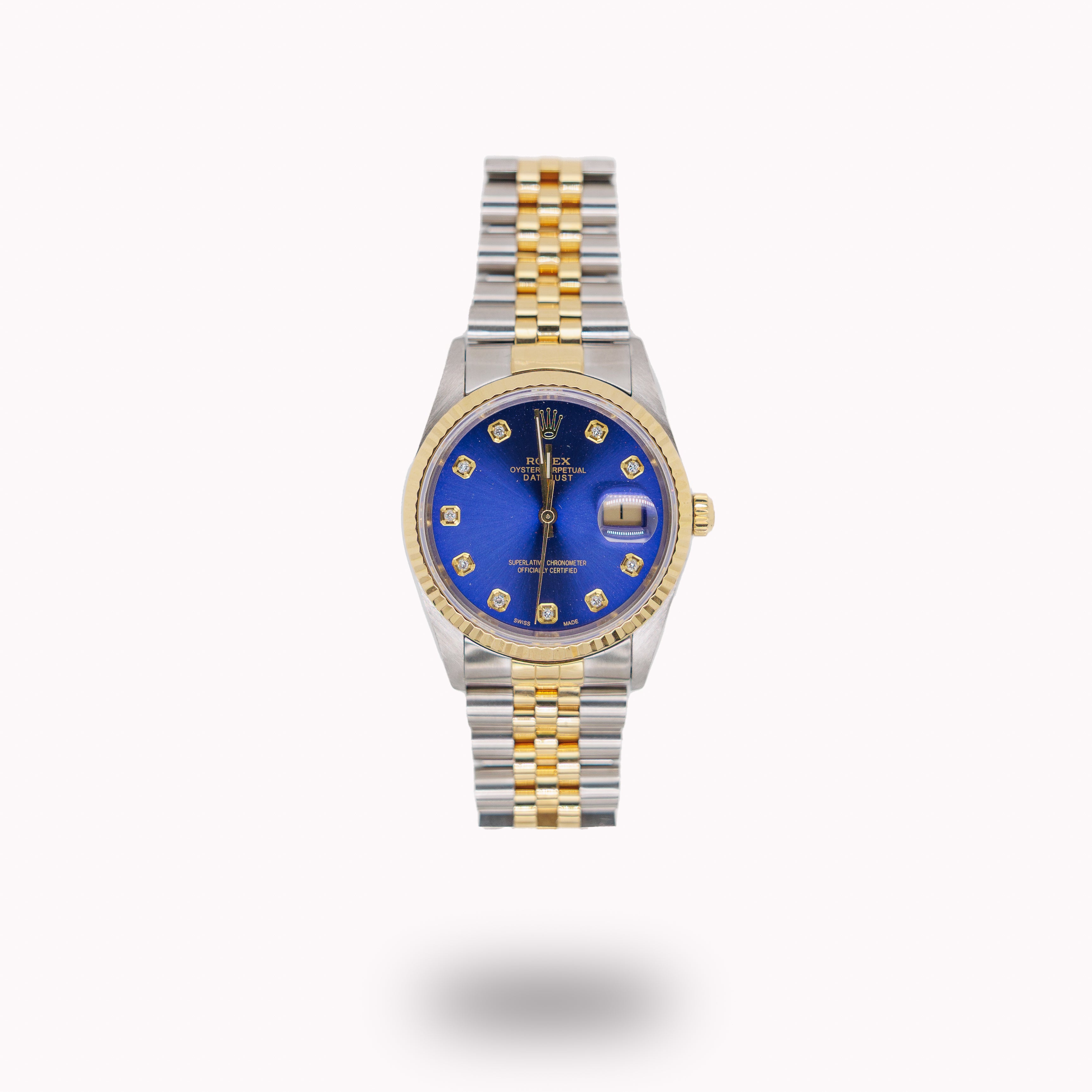 Rolex Datejust 36 Ref 16233 18KT Yellow Gold Stainless Steel Blue Dial Used