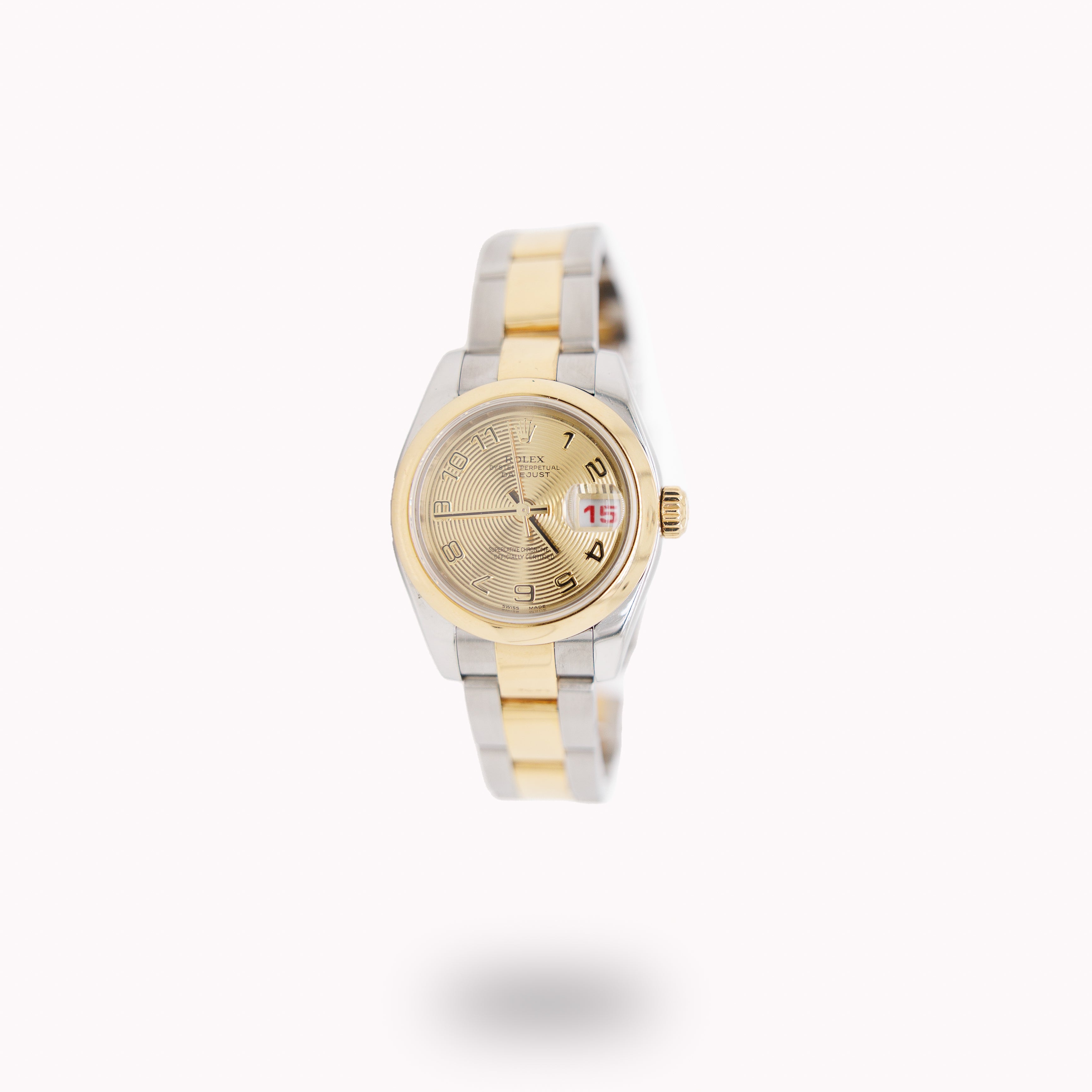 Rolex Ladies 26 Datejust 179163 Gold Concentric Arabic Number Dial Used