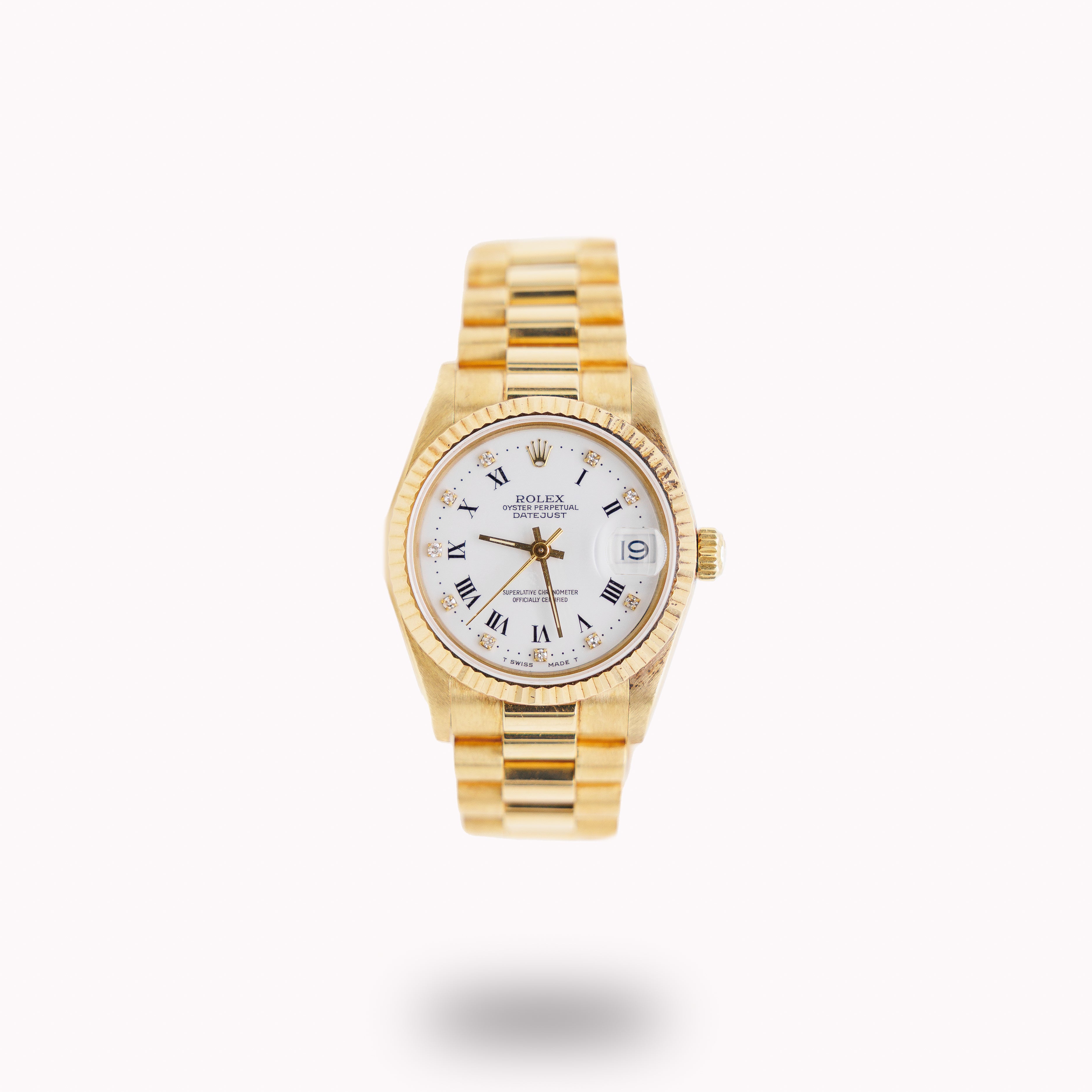 Rolex Datejust 31 Ref 68278 18KT Yellow Gold Presidential White Diamond Roman Dial Used