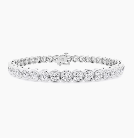 2 CT Natural Diamond Tennis Bracelet Half Bezel Set White Gold