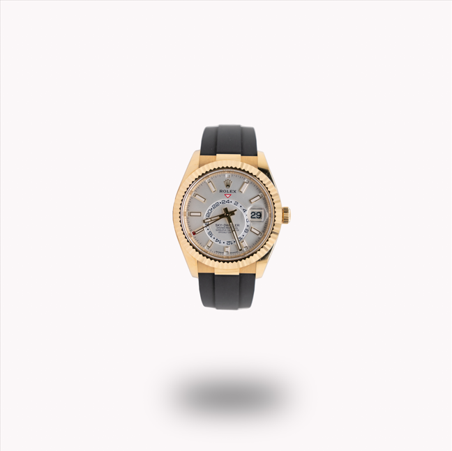 Rolex Sky-Dweller 336238 42mm Silver Dial 18k Yellow Gold Oysterflex