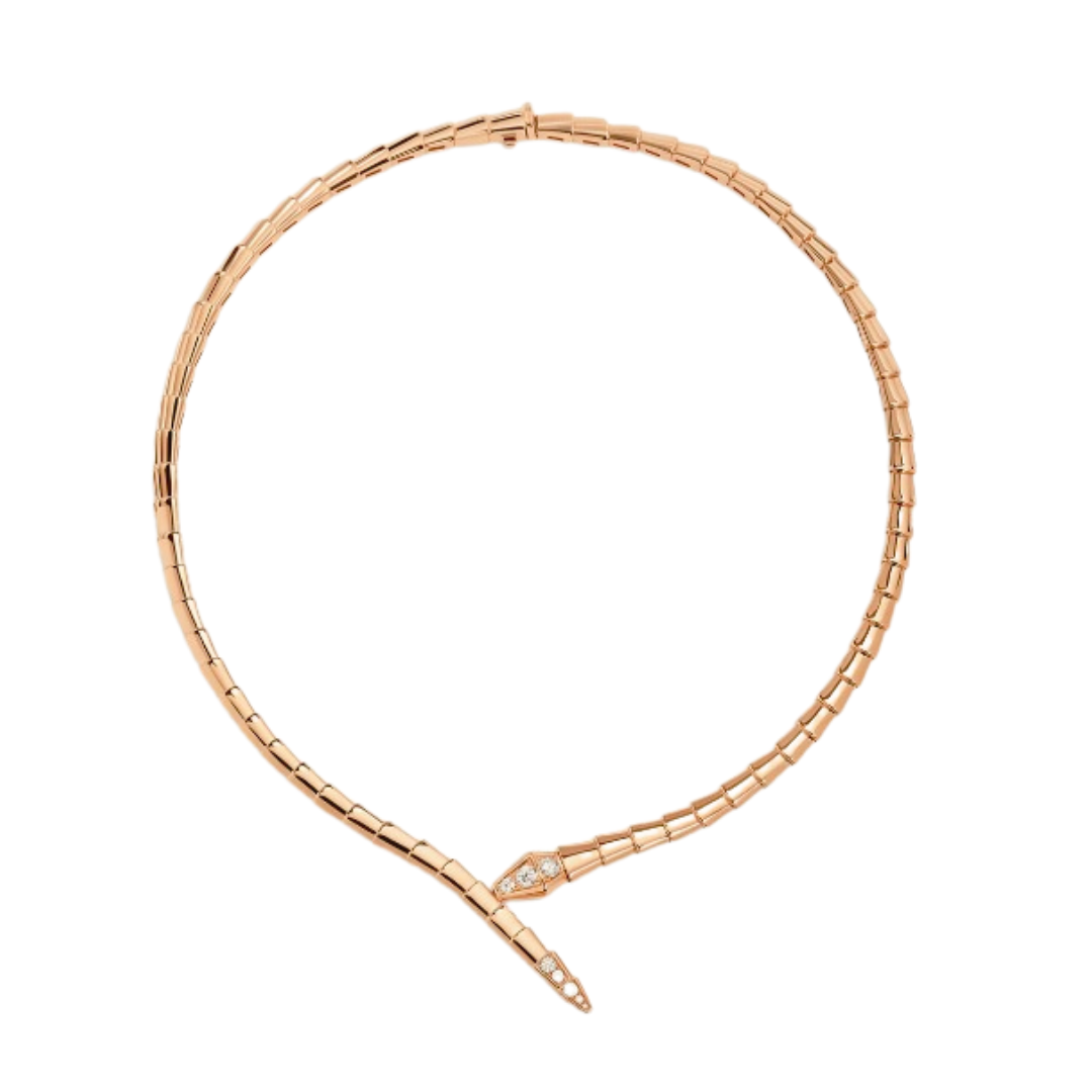 0.36ctw Natural Diamond Serpent Inspired Necklace 14KT Yellow Gold