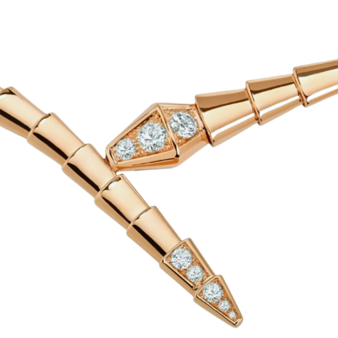 Yellow Gold Serpent Necklace with diamnds