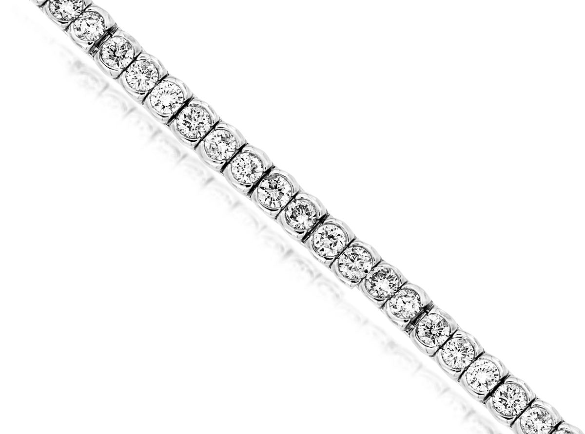 2 CT Natural Diamond Tennis Bracelet Half Bezel Set White Gold