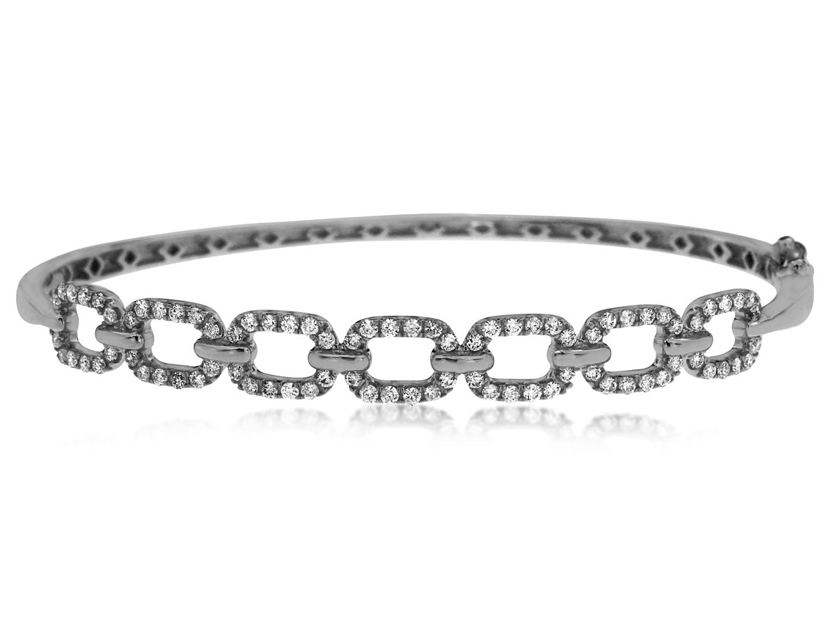 .85 CT Natural Diamond Rectangle Link Bangle Bracelet White Gold