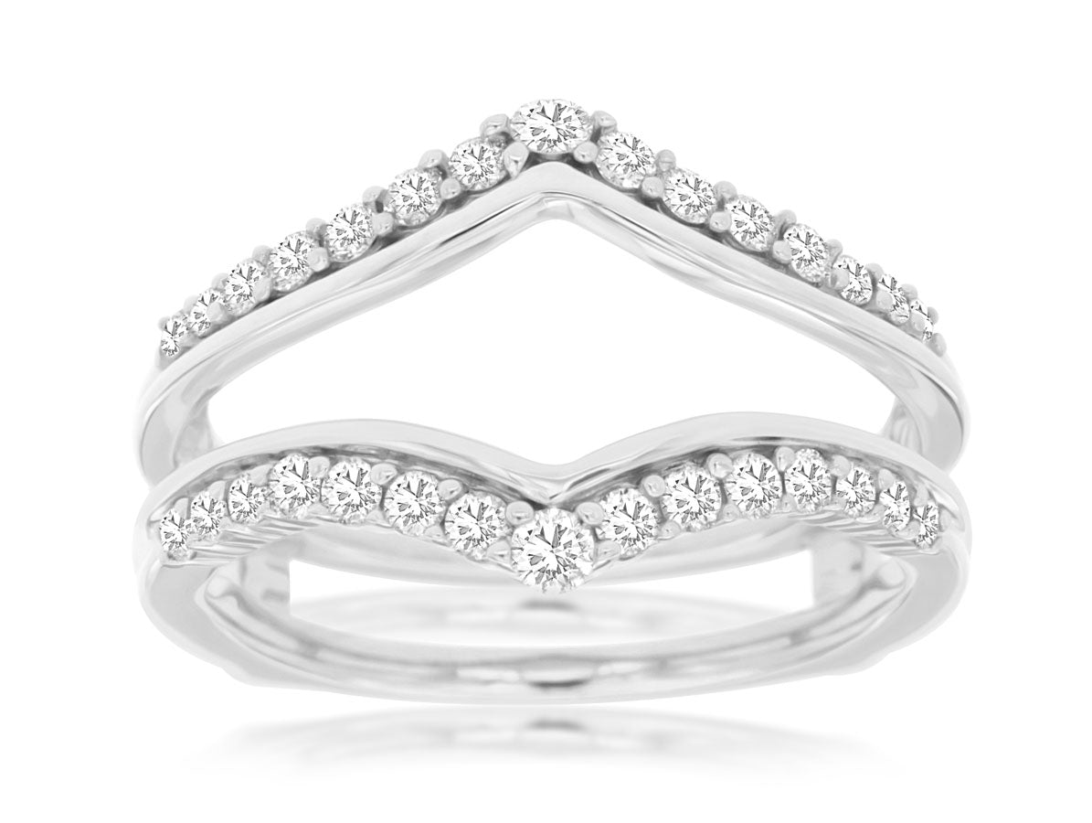 Chevron Natural Diamond Ring Jacket 14kt White
