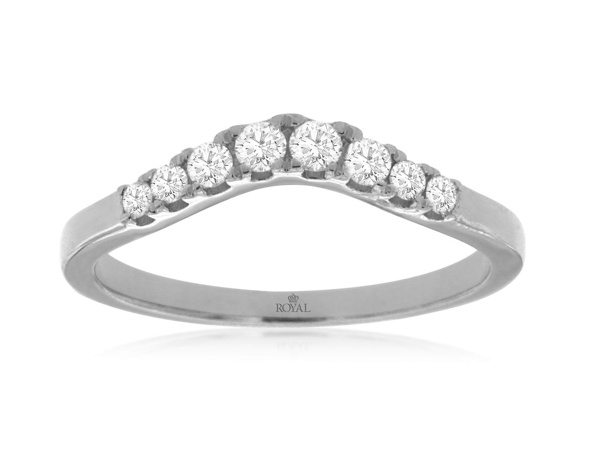 0.24 CTW Natural Diamond GraduateCurved Wedding Band Ring White Gold