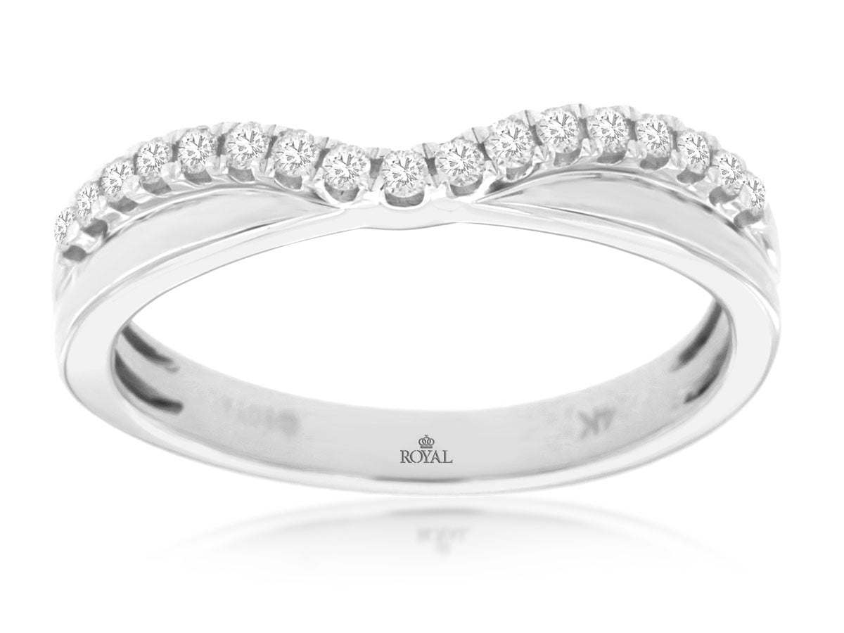 Natural Diamond Chevron Anniversary Ring 14kt White