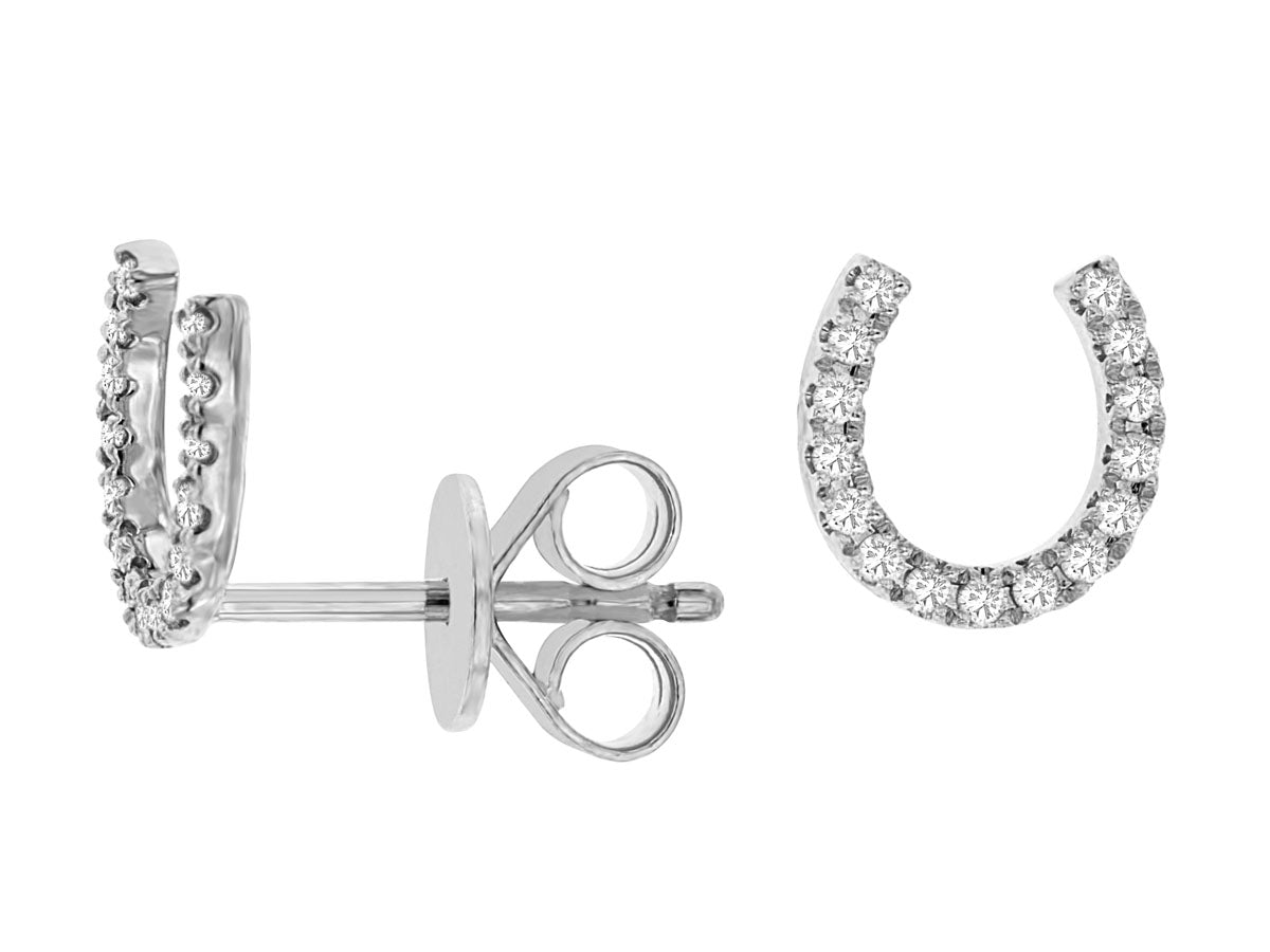 .15 CT Natural Diamond Horseshoe Stud Earrings White Gold