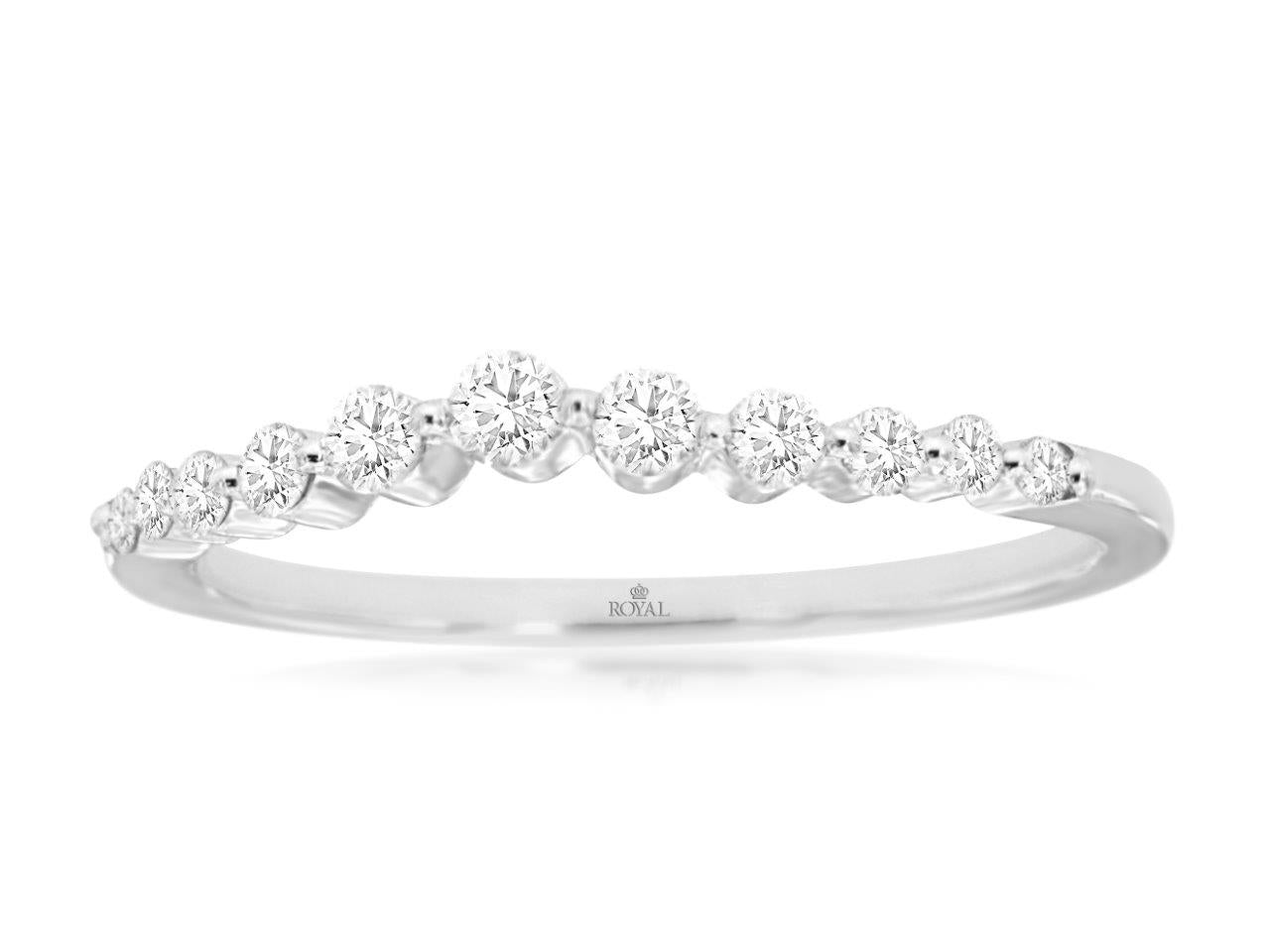 0.25 CTW Natural Diamond Graduated Curved Wedding Band Ring White Gold