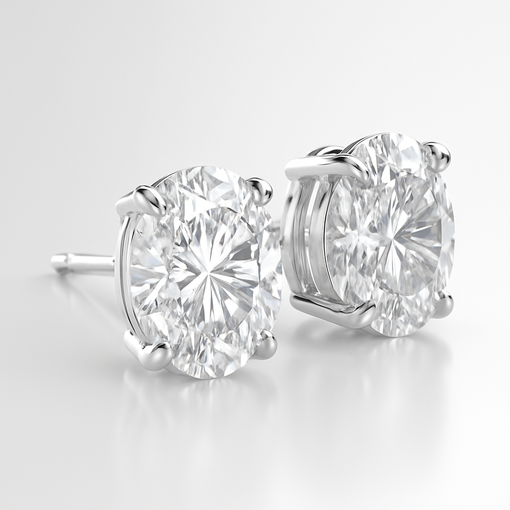 Lab Diamond Oval Cut Stud Earrings 1.5 cttw