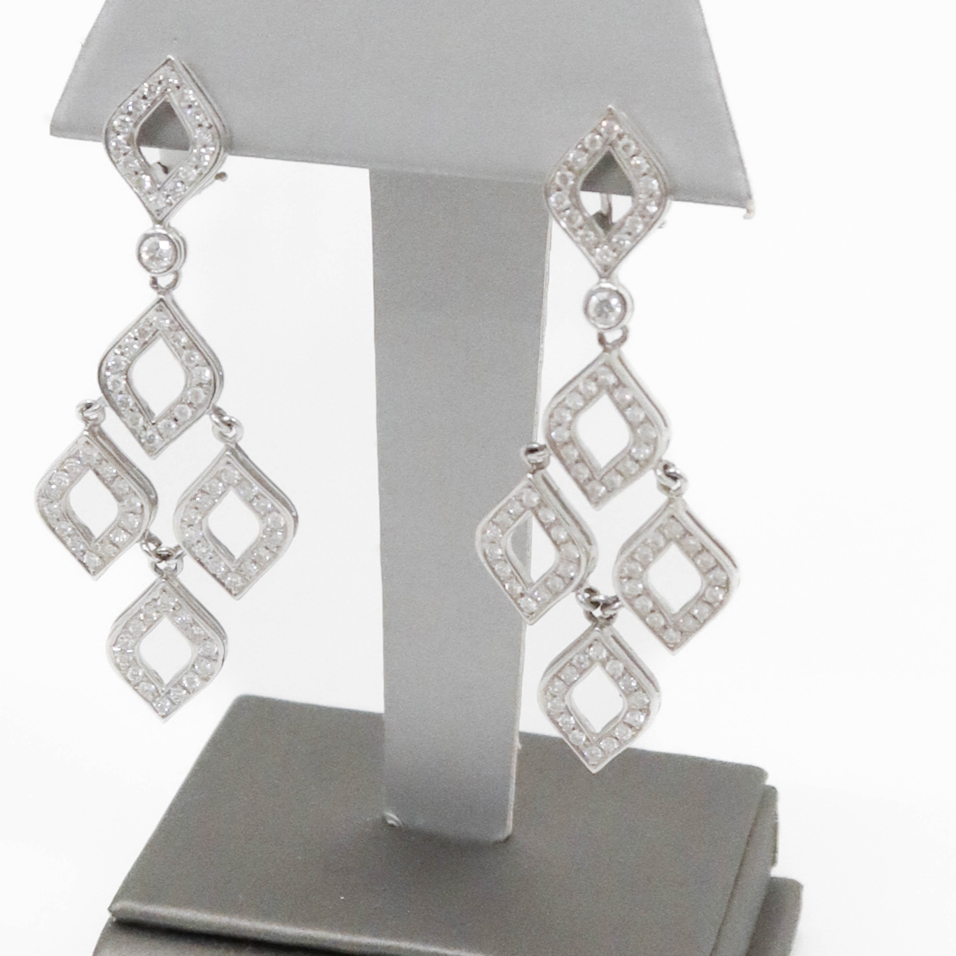 18Kt White Gold Natural Waterfall Drop Diamond Earrings