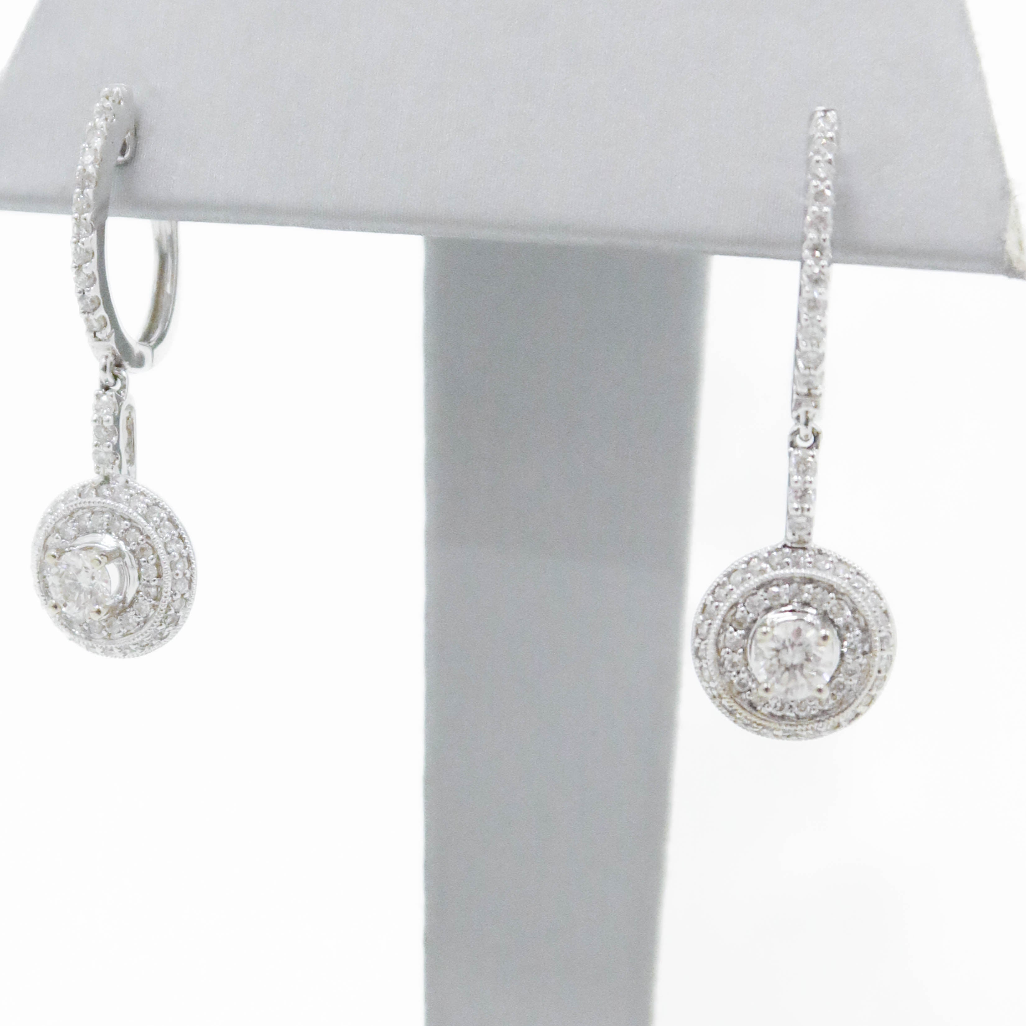 18Kt White Gold Natural Round Hoop Diamond Earrings