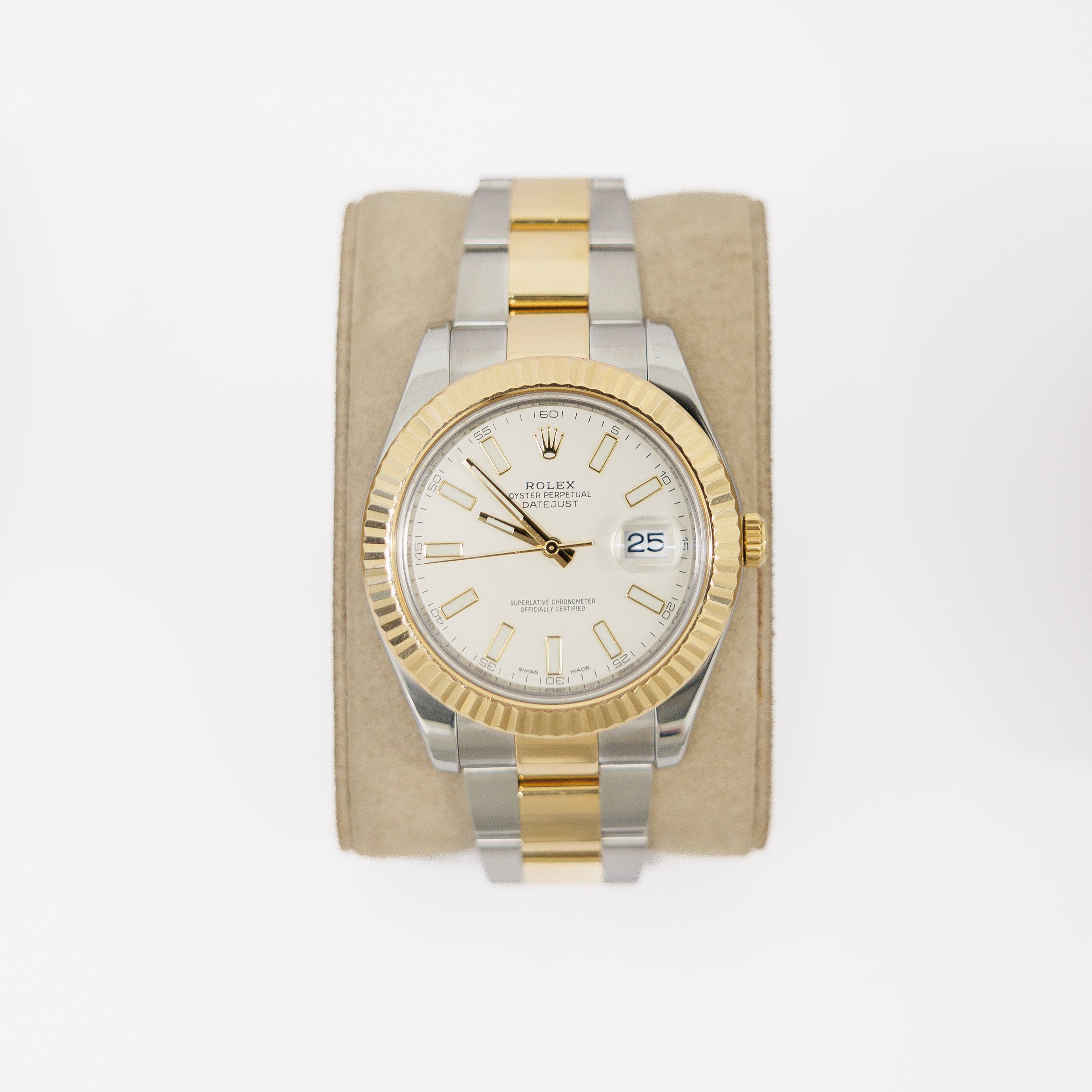 Rolex Datejust 41MM 18KT Yellow Gold/Steel White Index Dial Ref 1162333 2016 Complete Set