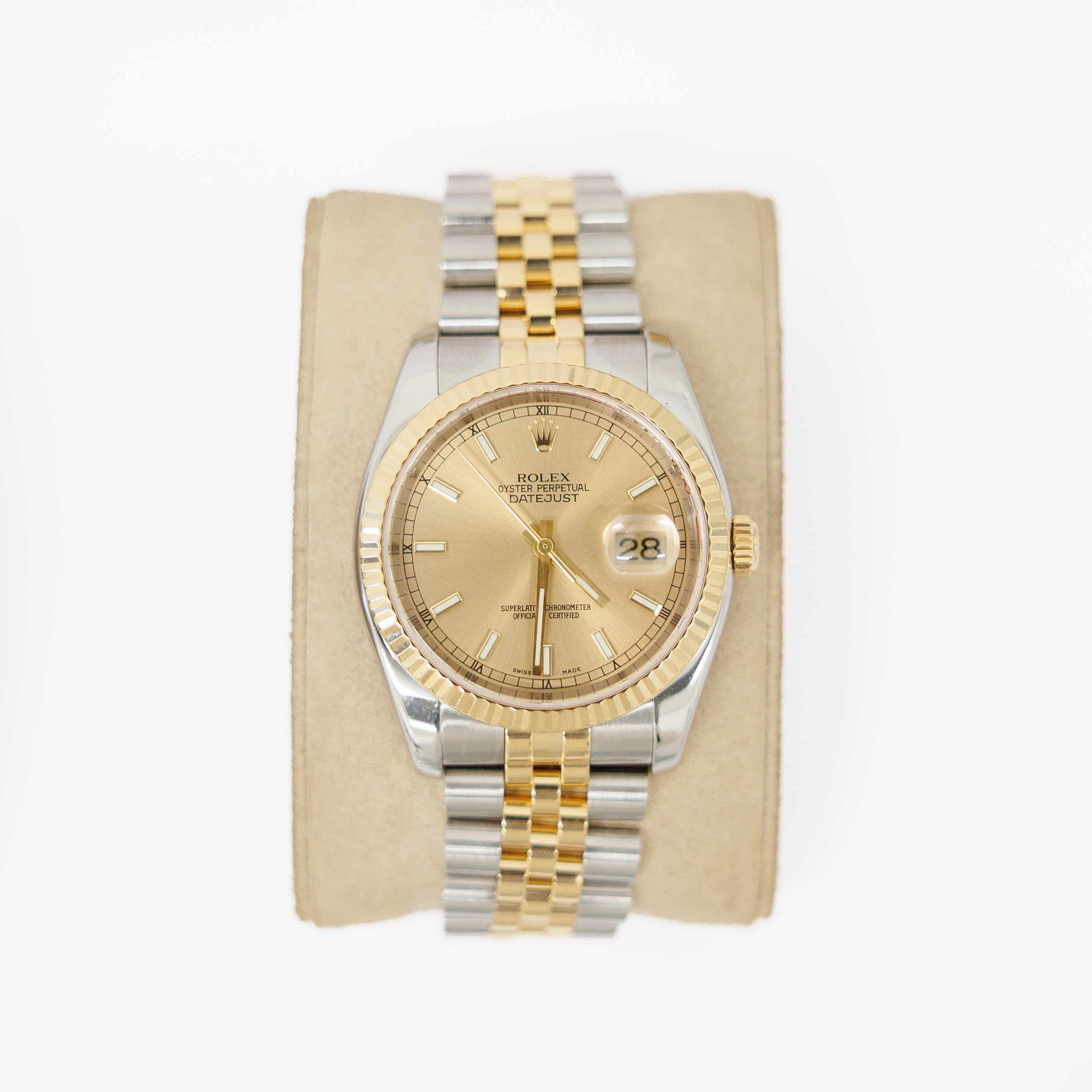 Rolex Datejust 41MM 18KT Yellow Gold/Steel Champagne Index Dial Ref 1162333
