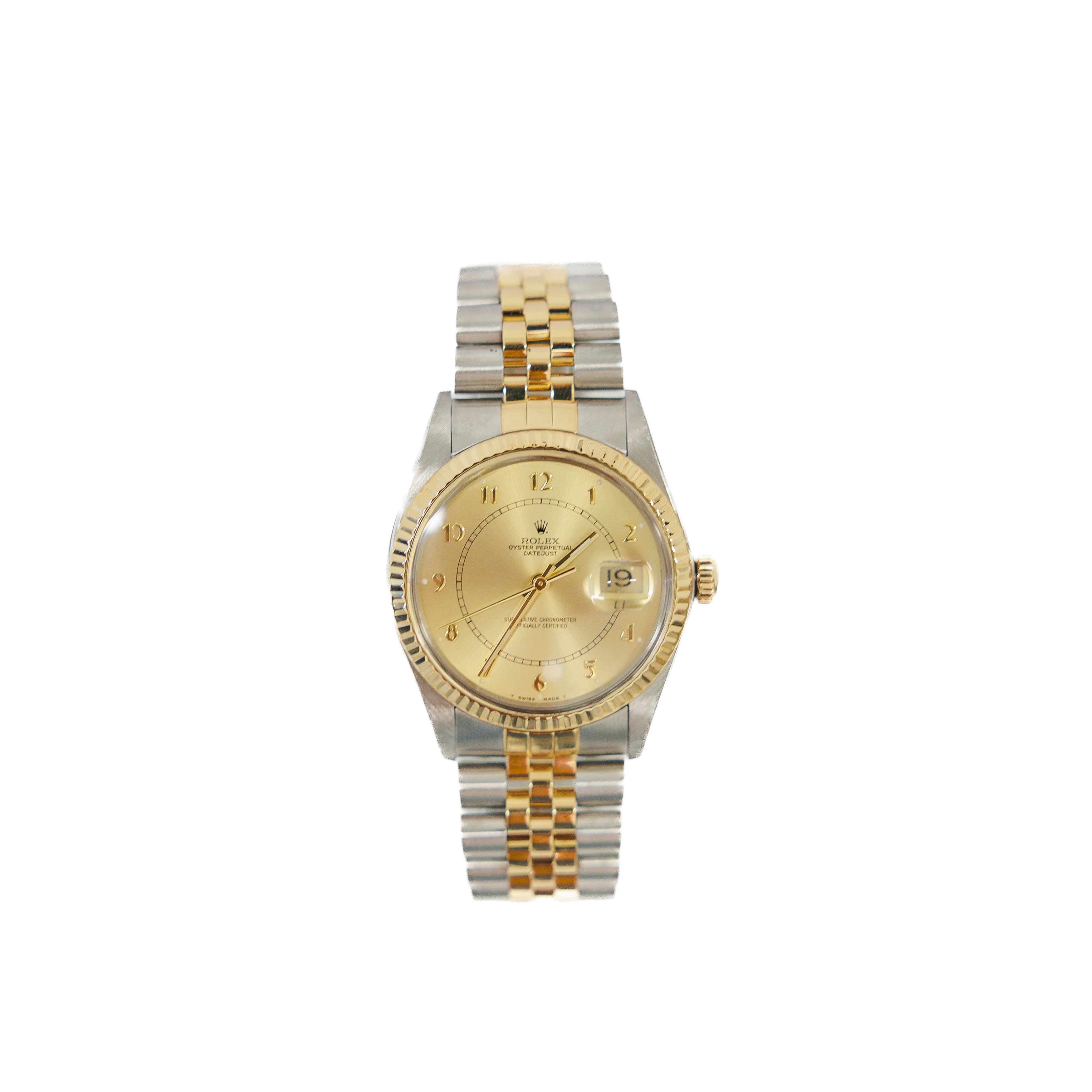 Rolex Date-Just 36MM 18KT Yellow Gold/ Stainless Steel Ref 16013 Champagne Dial