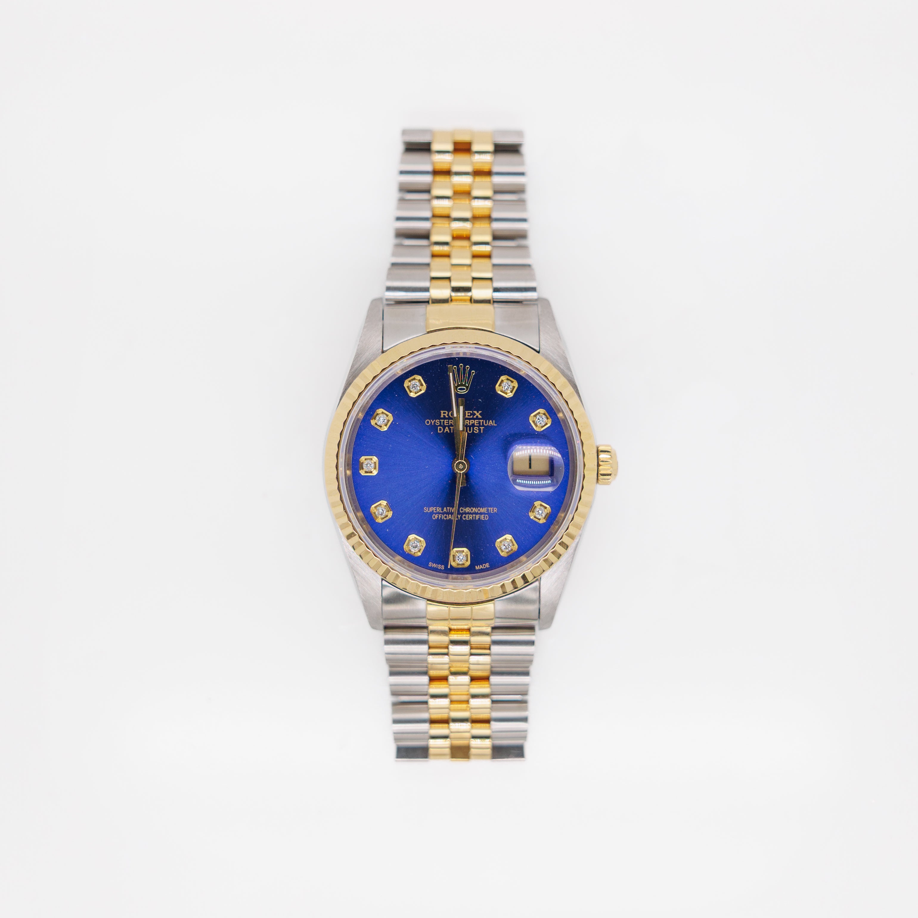 Rolex Datejust 36 Ref 16233 18KT Yellow Gold Stainless Steel Blue Dial Used