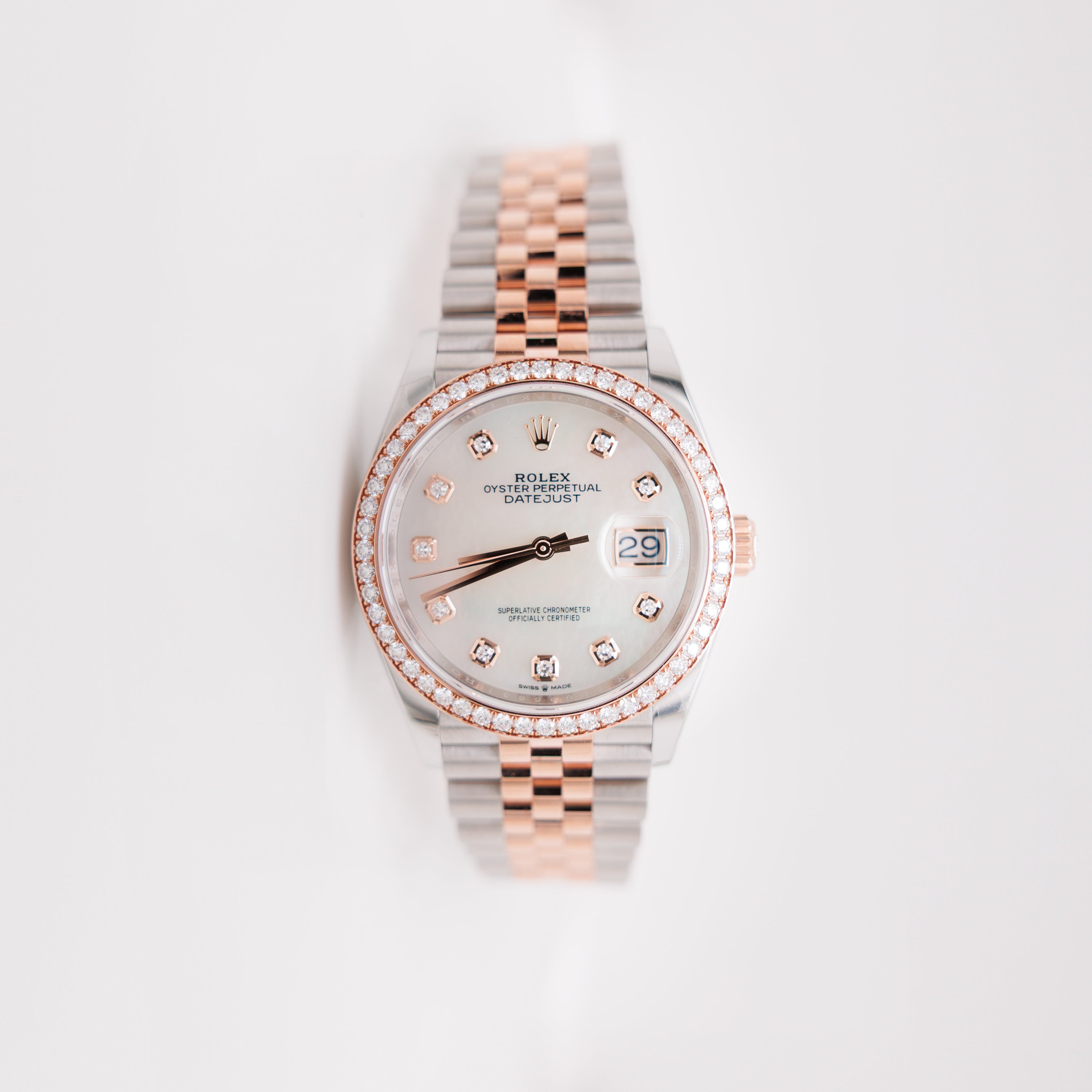 Rolex Datejust 36 Ref 126281RBR 18KT Rose Gold Stainless Steel Mother of Pearl Diamond Used 2025