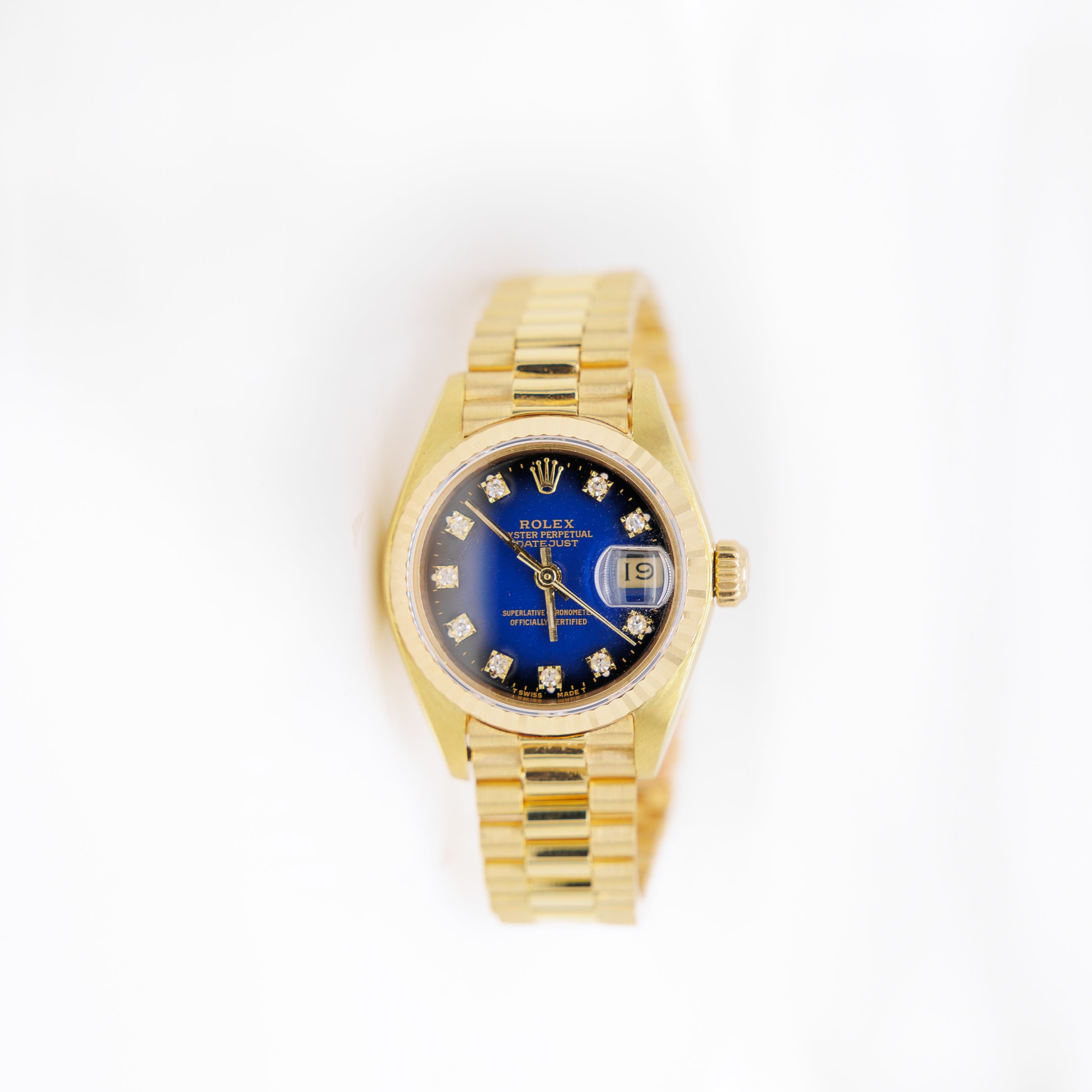 Rolex Datejust 26 Ref 69178 18KT Yellow Gold Blue Diamond Dial Presidential Used