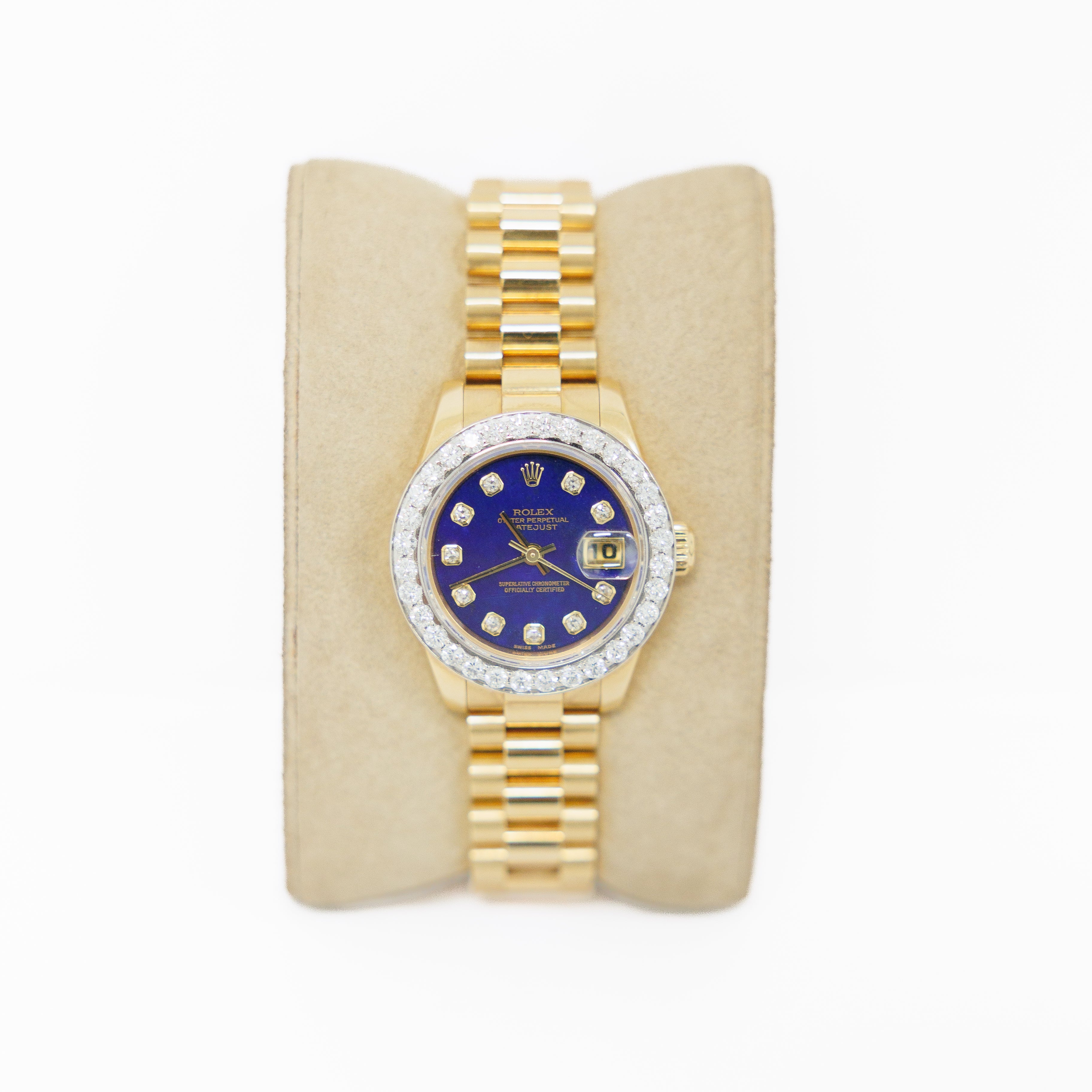 Rolex 26mm DateJust 18KT Yellow Gold Presidential Blue Diamond Lapis Dial