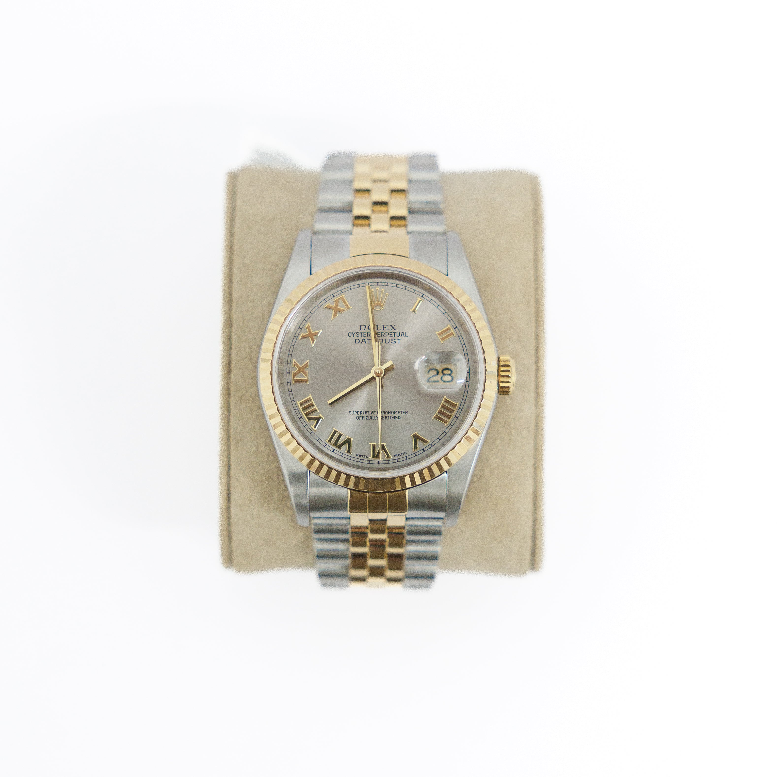 Rolex Datejust 36mm 18KT Yellow Gold/Stainless Steel Grey Roman Dial