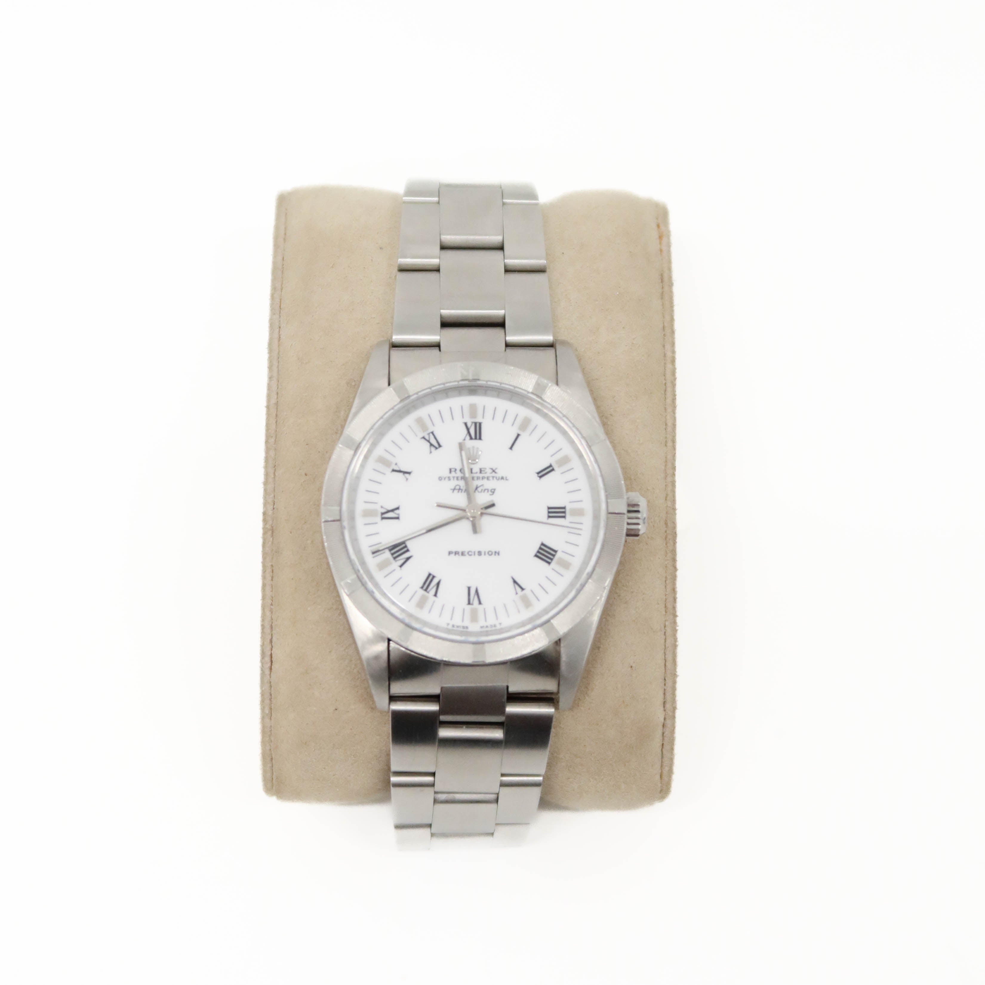 Rolex Air King 34mm White Roman Dial Steel Watch