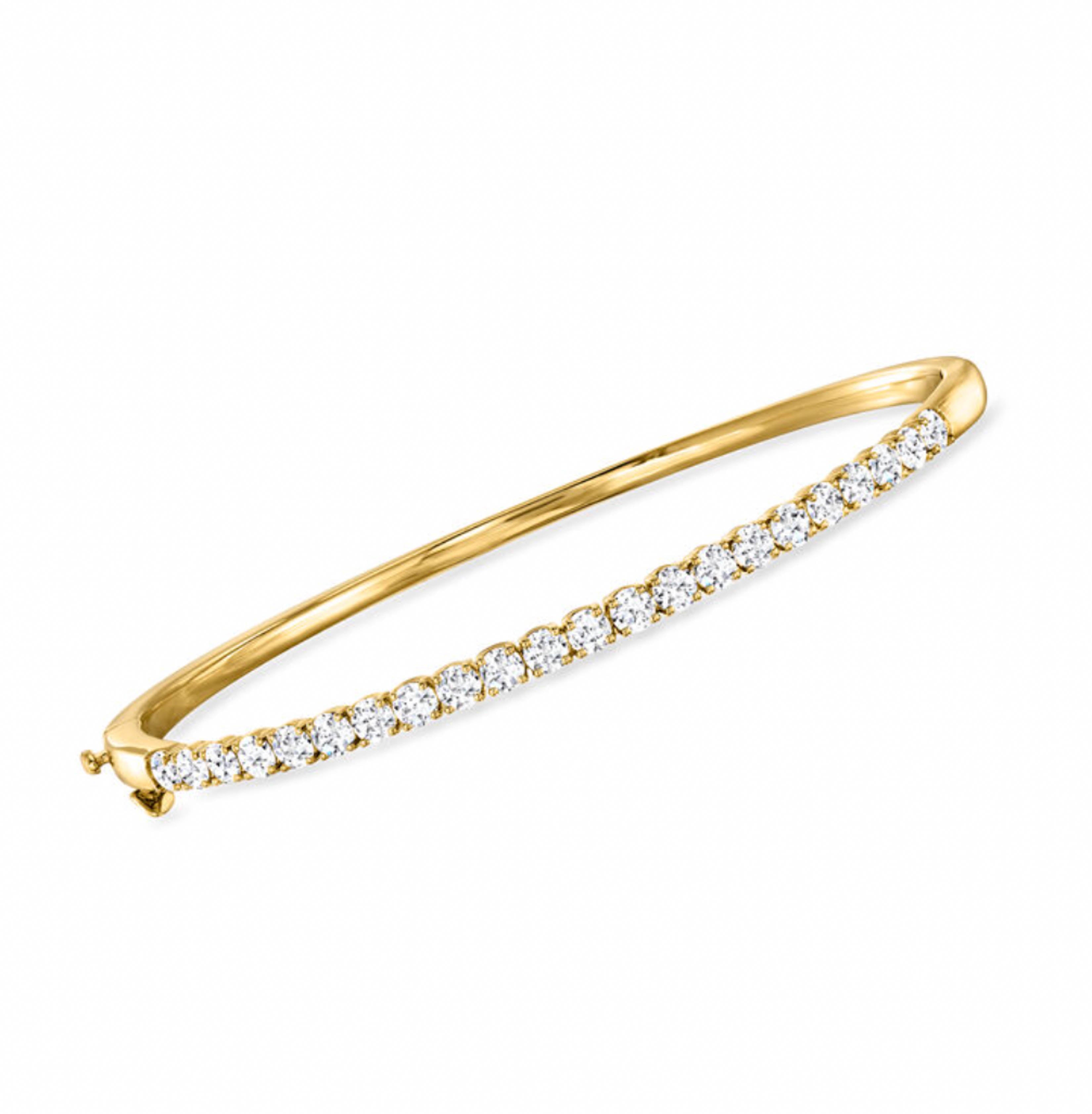 3.00 CTW Lab Grown Diamond Bangle Bracelet Yellow Gold