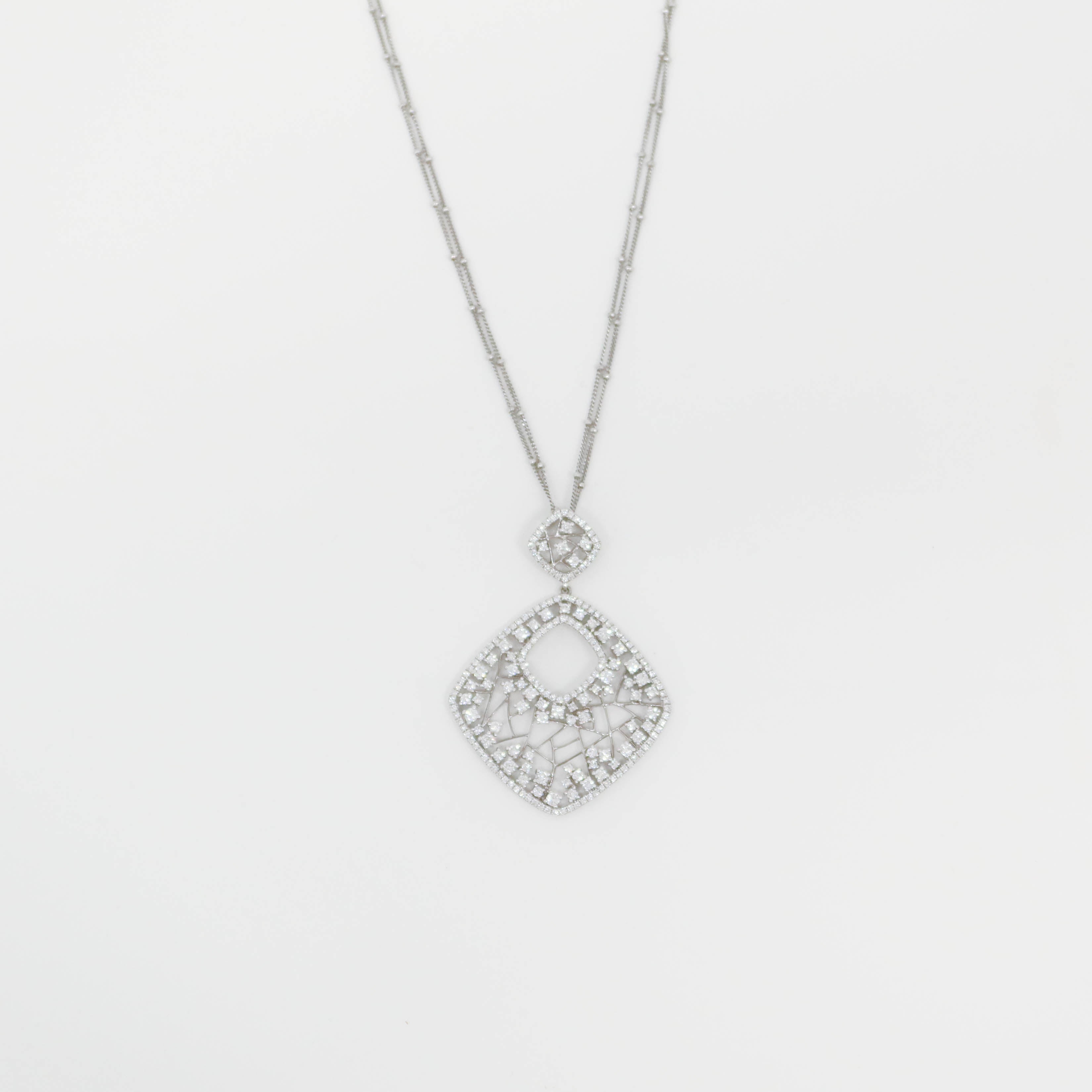 White Gold Diamond Web Statement Necklace