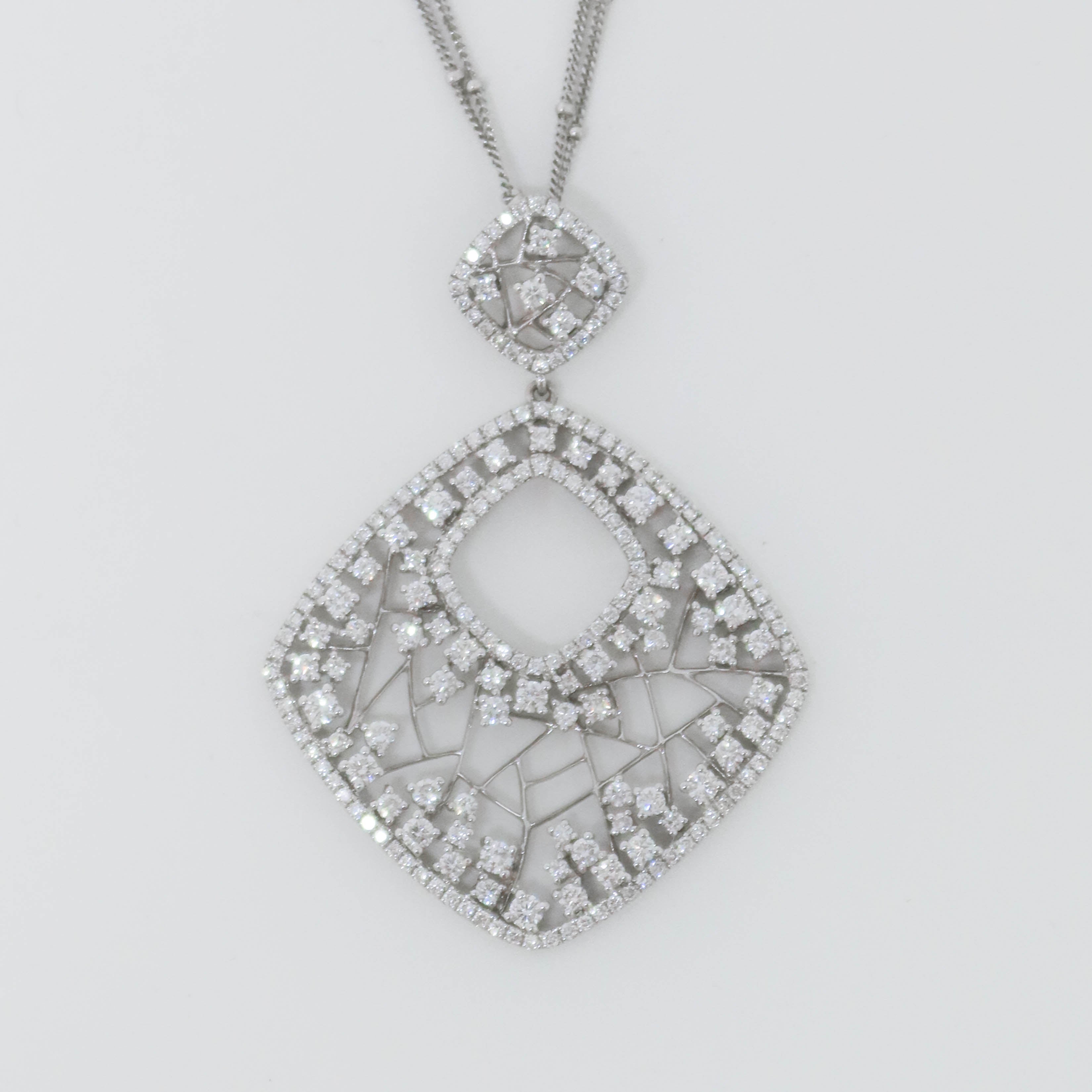 White Gold Diamond Web Statement Necklace